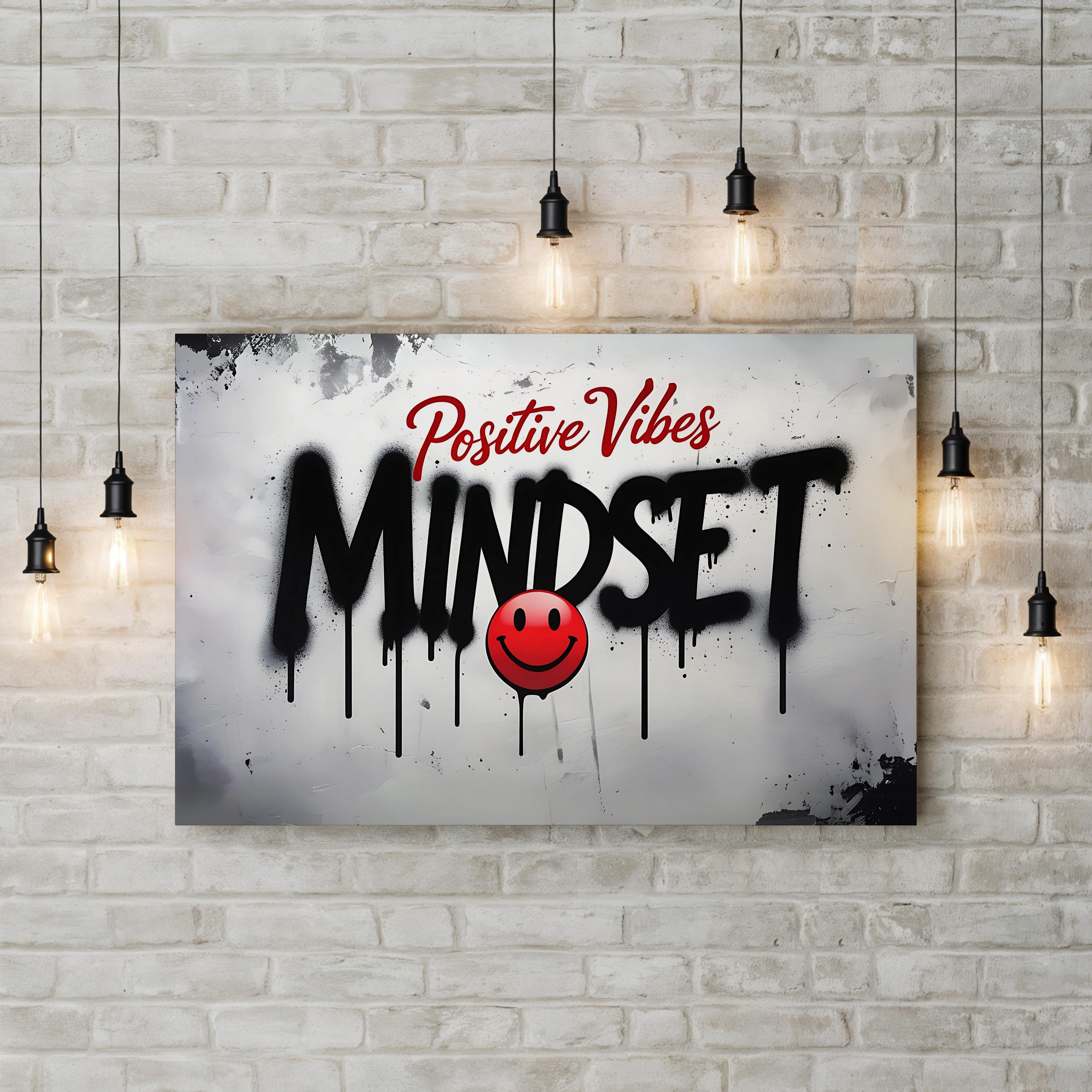 Positive Vibes Mindset Graffiti Wall Art | Contemporary Motivational Street Typography Canvas Print