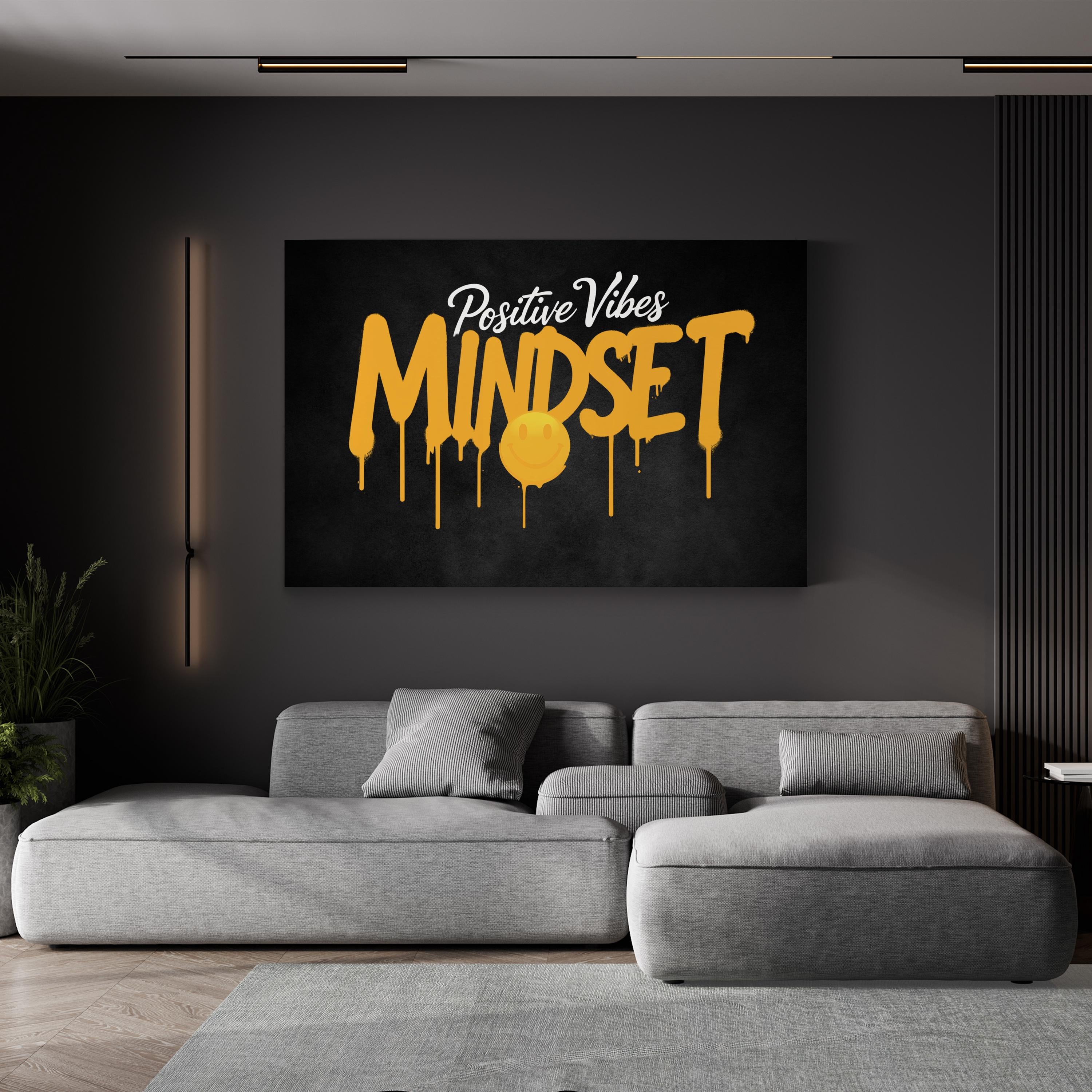 Positive Vibes Mindset Wall Art | Motivational Typography Canvas
