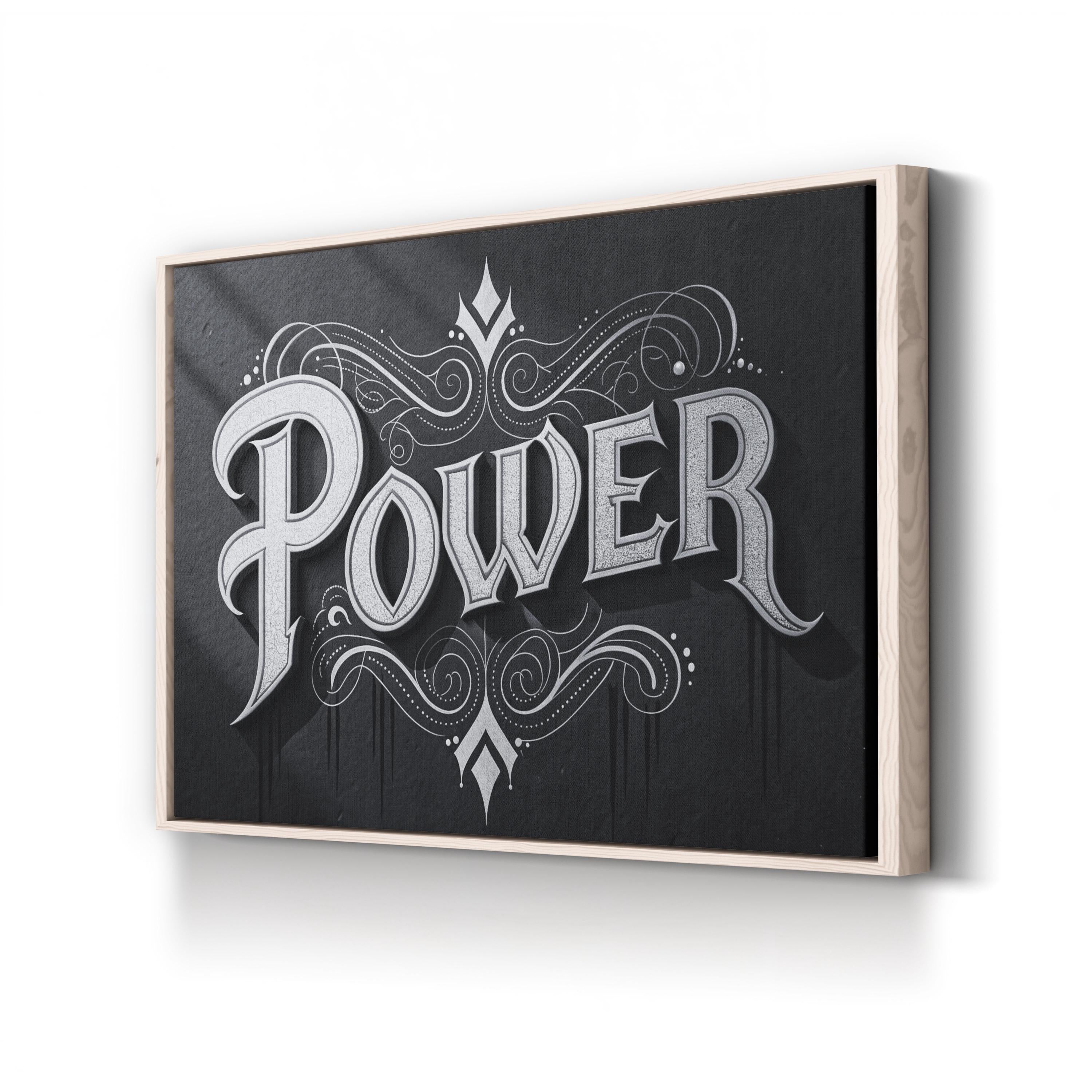 Power Wall Art | Black and White Motivational Typography Canvas