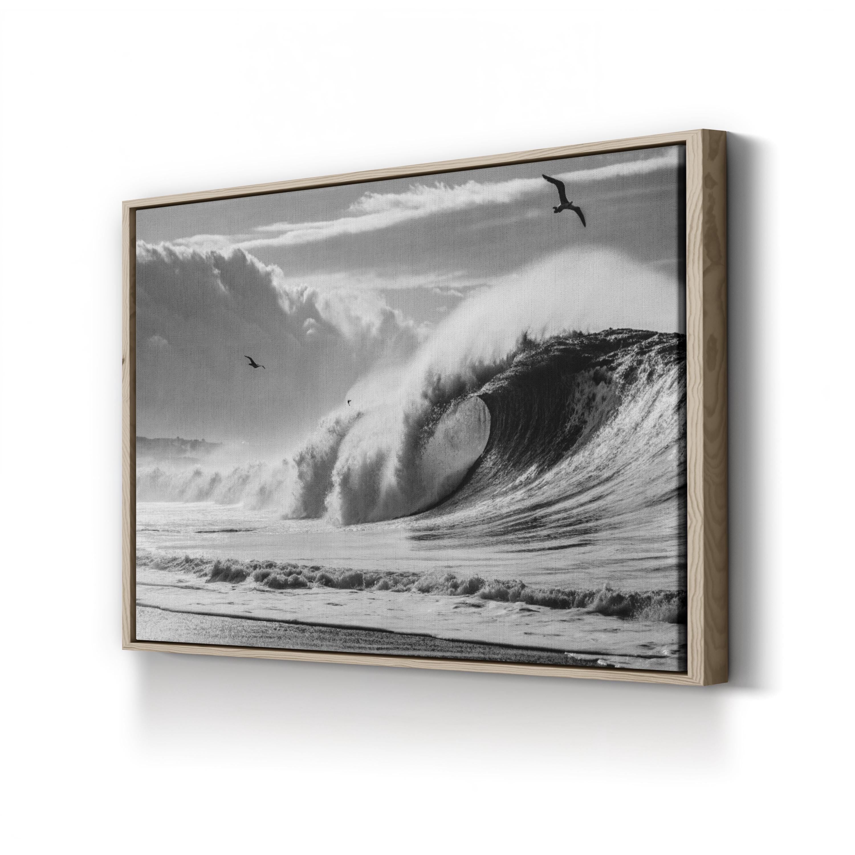 California Ocean Wave — Black and White Coastal Photography Canvas Print