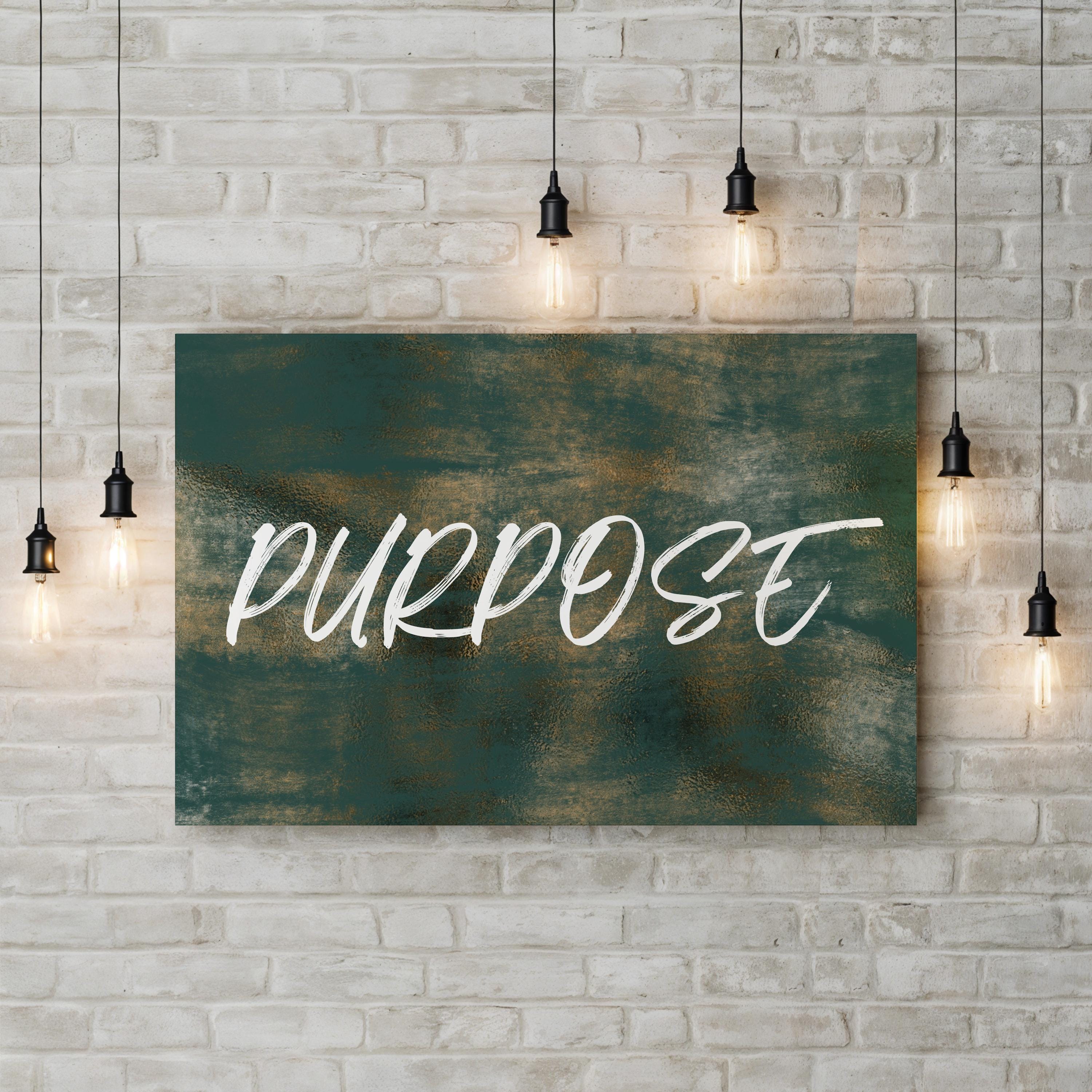 Green Motivational Typography "Purpose" Wall Art