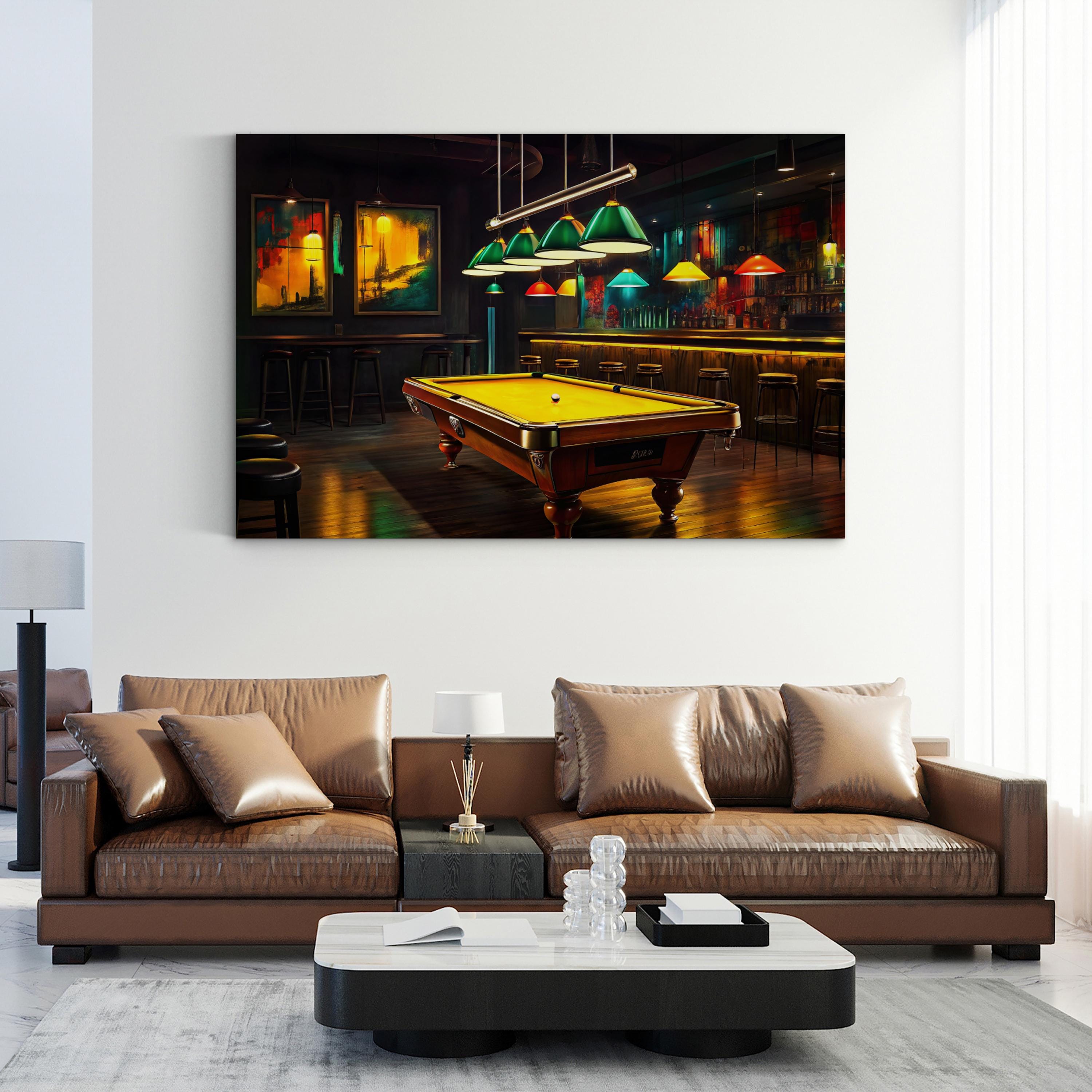 Rack ’Em Up Wall Art | Cinematic Billiards Pool Table Game Room Canvas Print