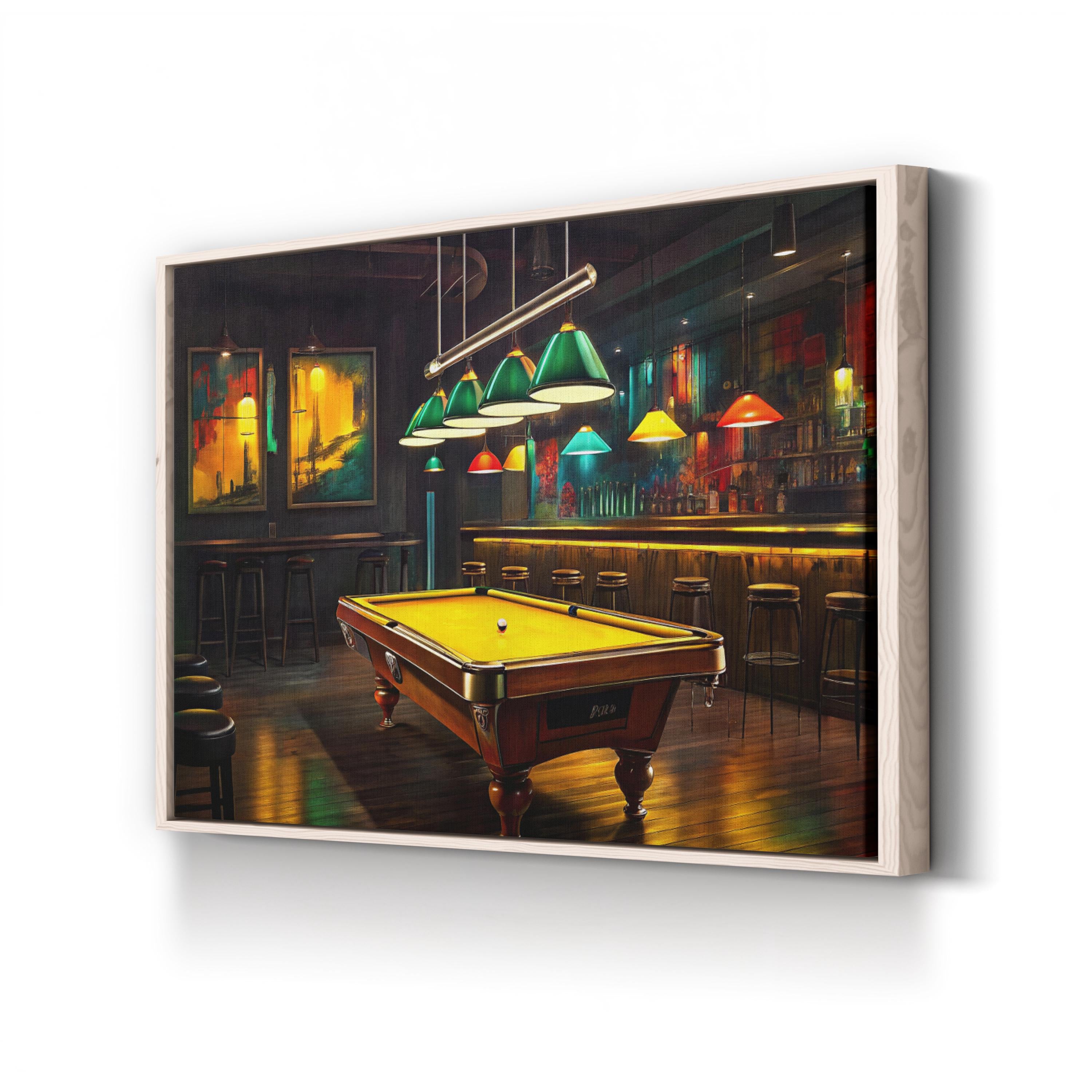 Rack ’Em Up Wall Art | Cinematic Billiards Pool Table Game Room Canvas Print