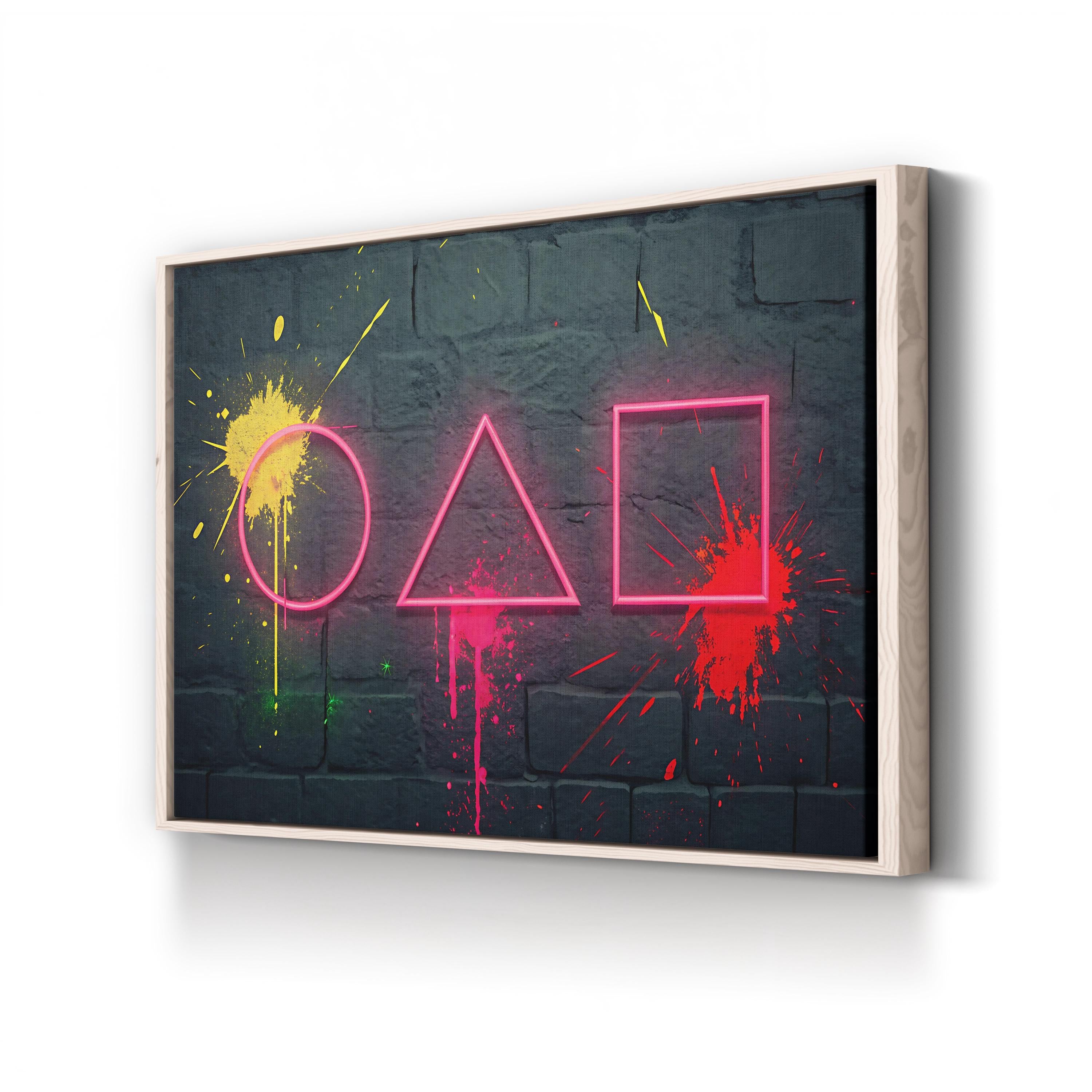 Neon Geometric Shapes – Period Illustration Wall Art | Modern Abstract Canvas Print