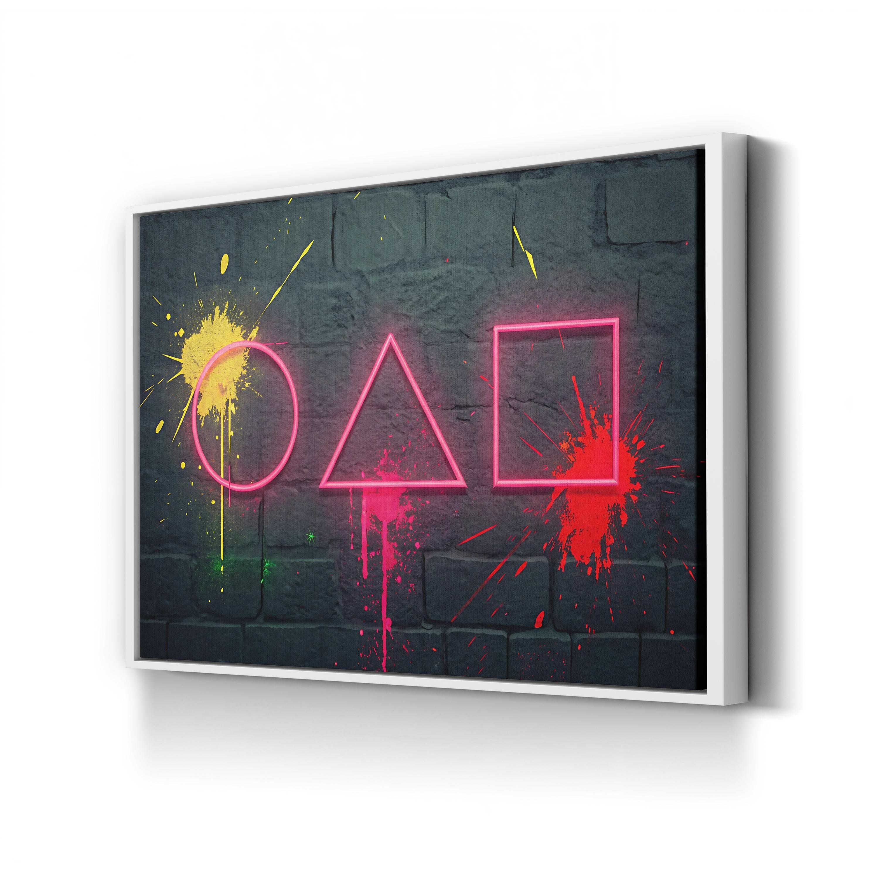 Neon Geometric Shapes – Period Illustration Wall Art | Modern Abstract Canvas Print