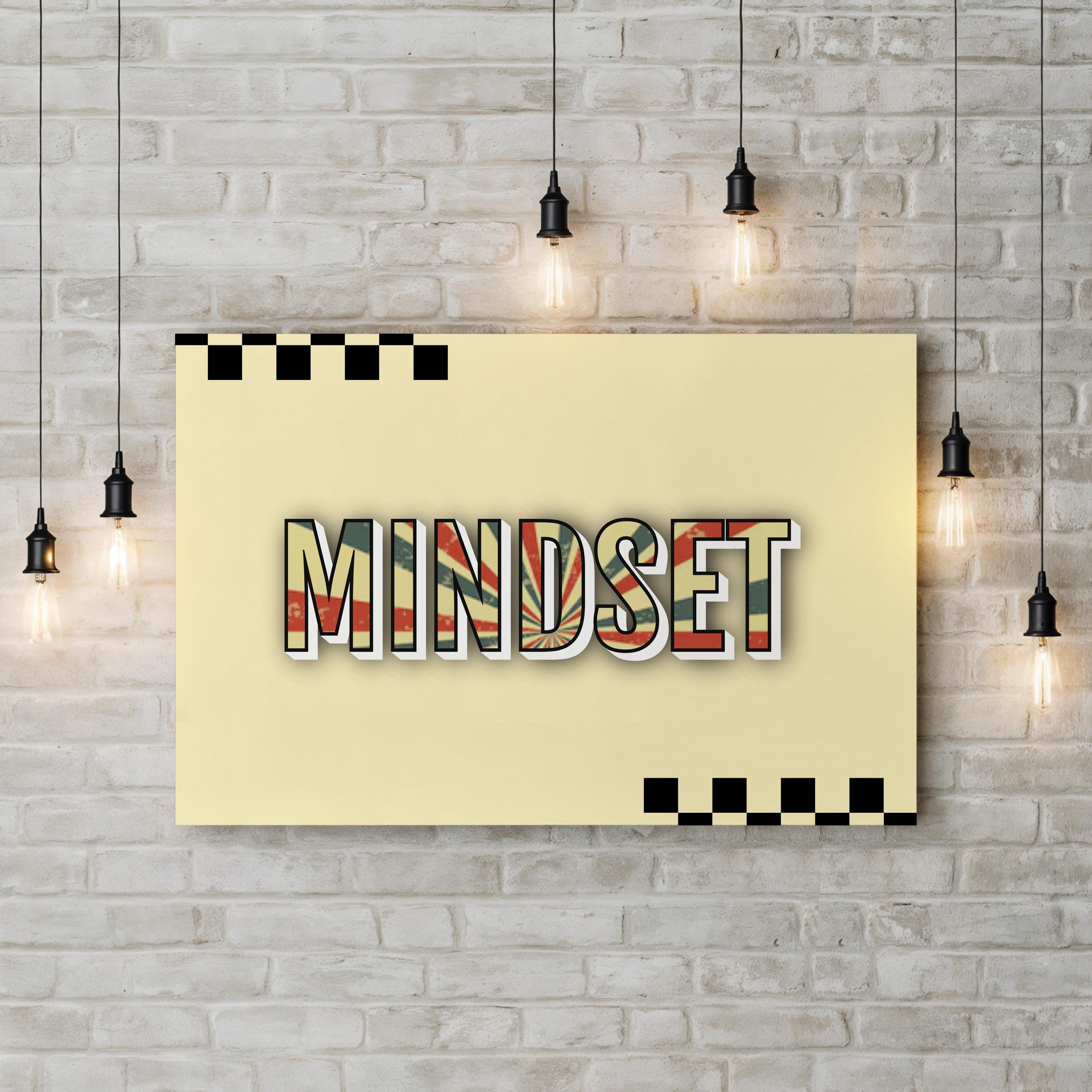 Retro Mindset Canvas Art | Motivational Quote Typography Wall Print