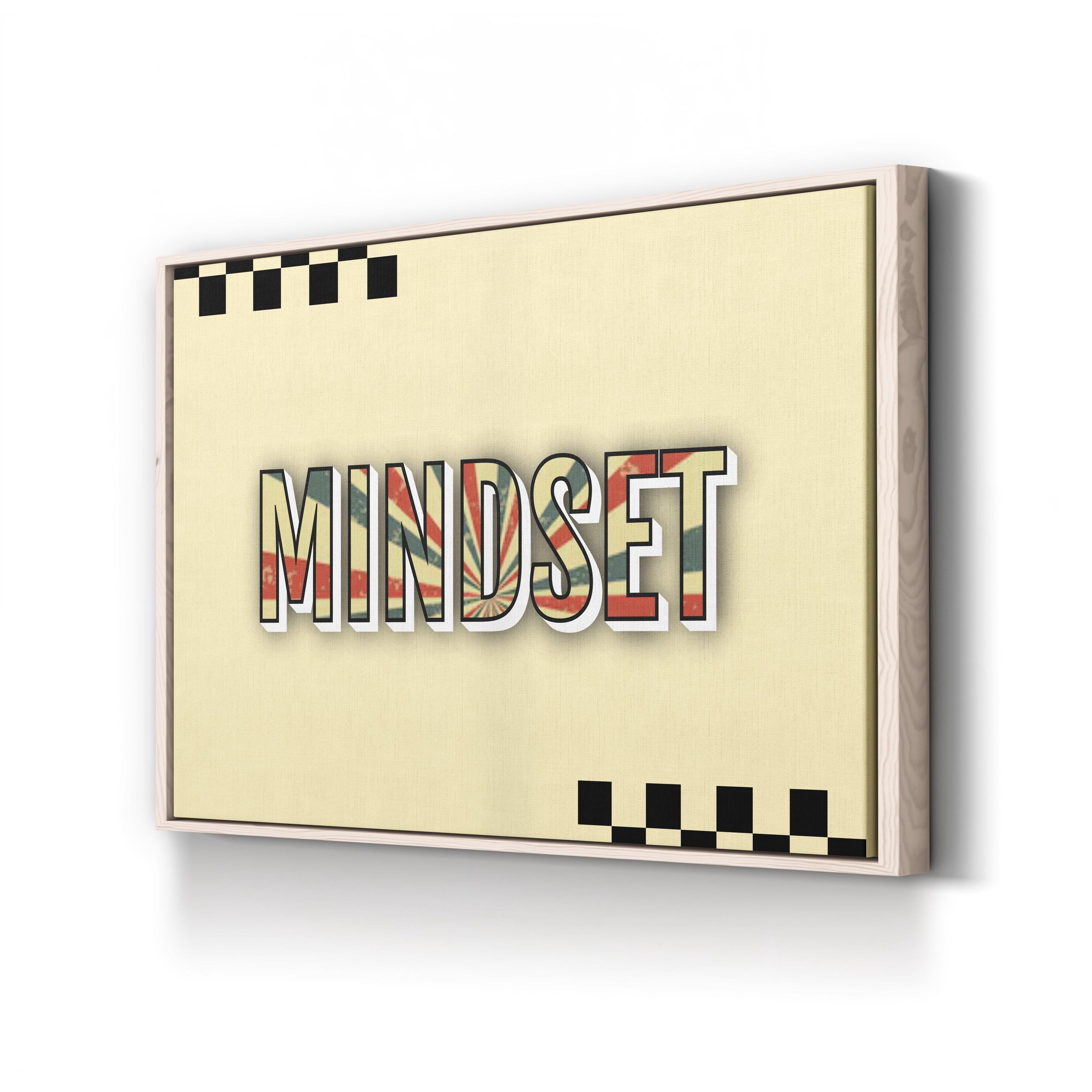 Retro Mindset Canvas Art | Motivational Quote Typography Wall Print