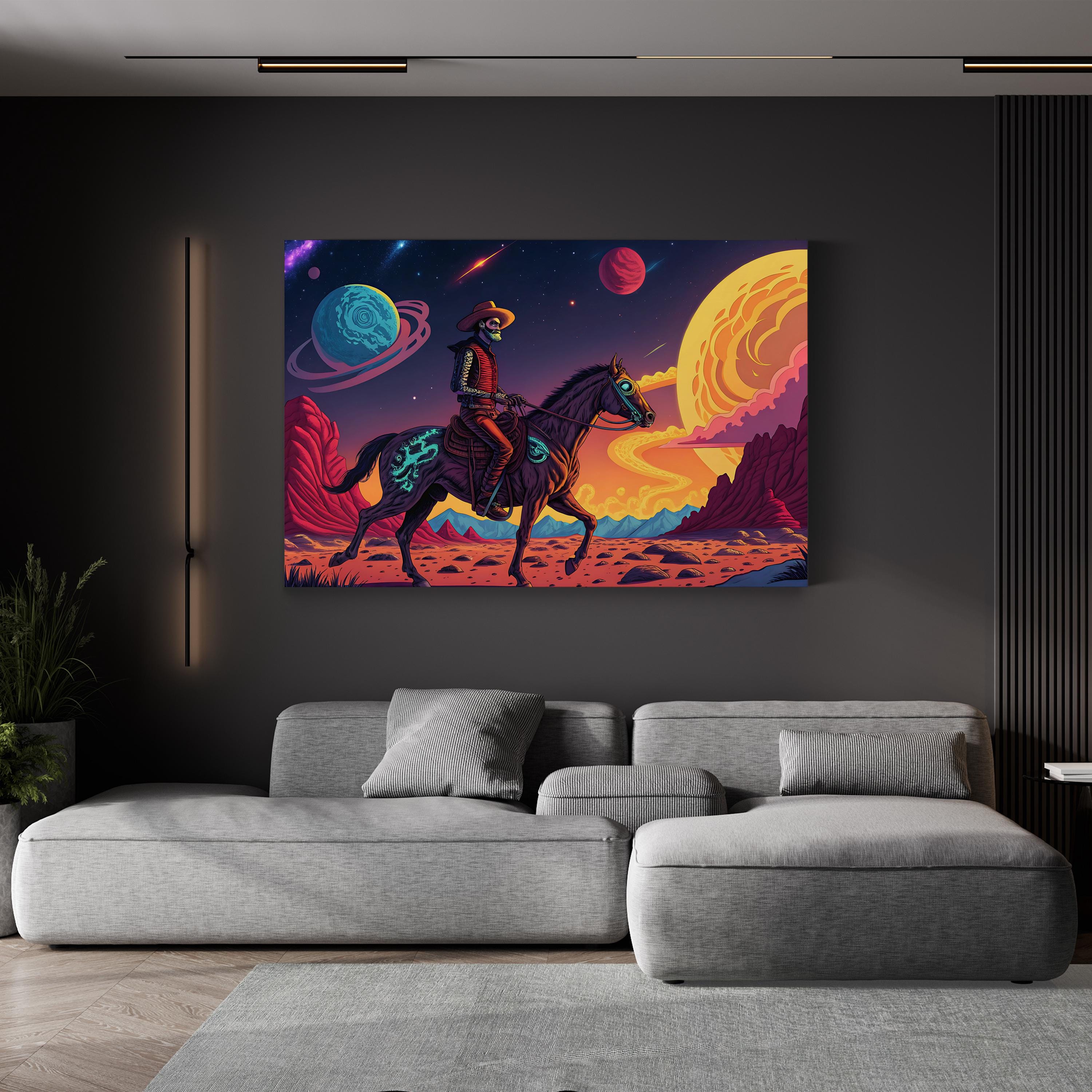 Cowboy Rider Western Surreal – Period Illustration Wall Art | Equestrian Canvas Print