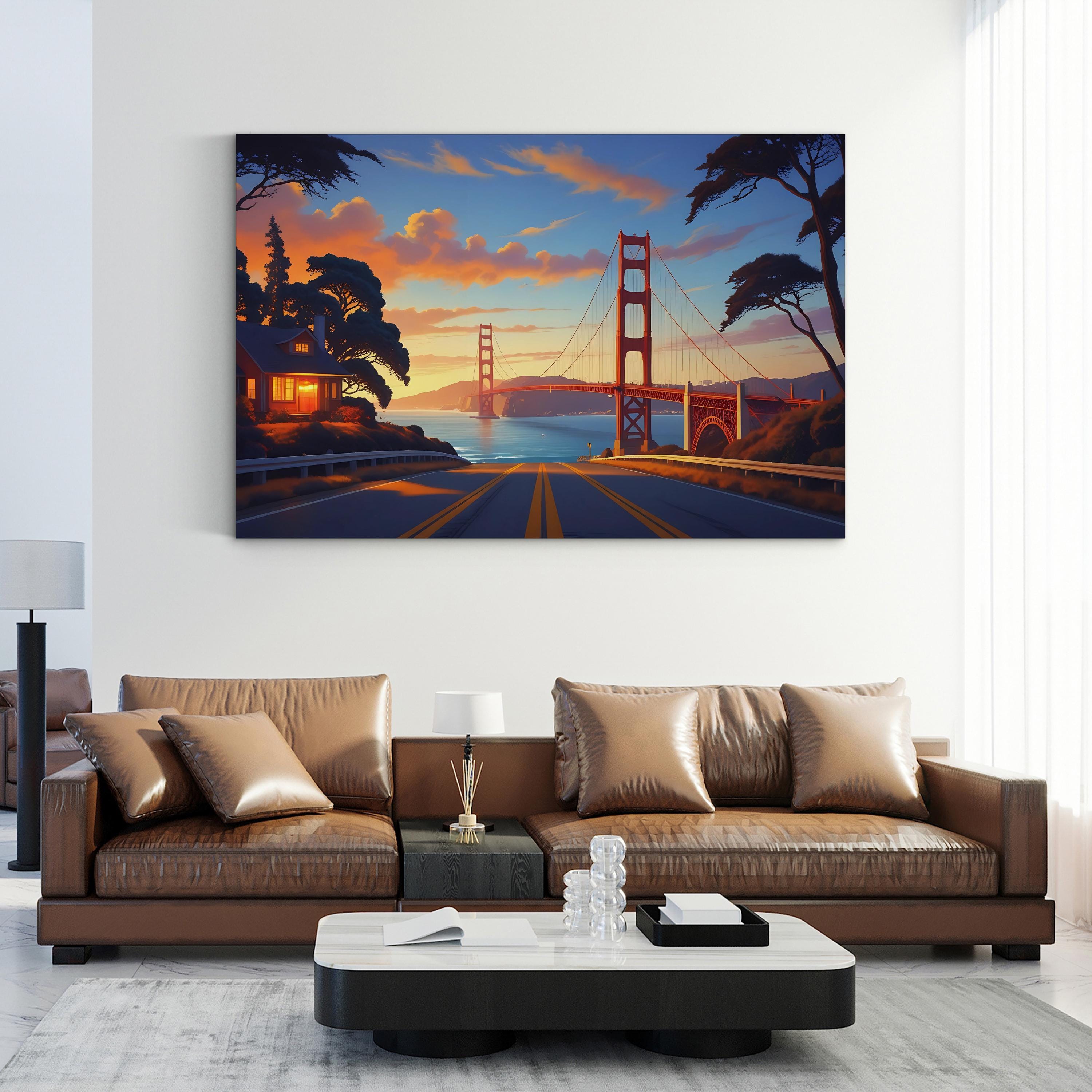 Golden Sunset Coastal Road – Vintage Photography Wall Art | Landscape Canvas Print