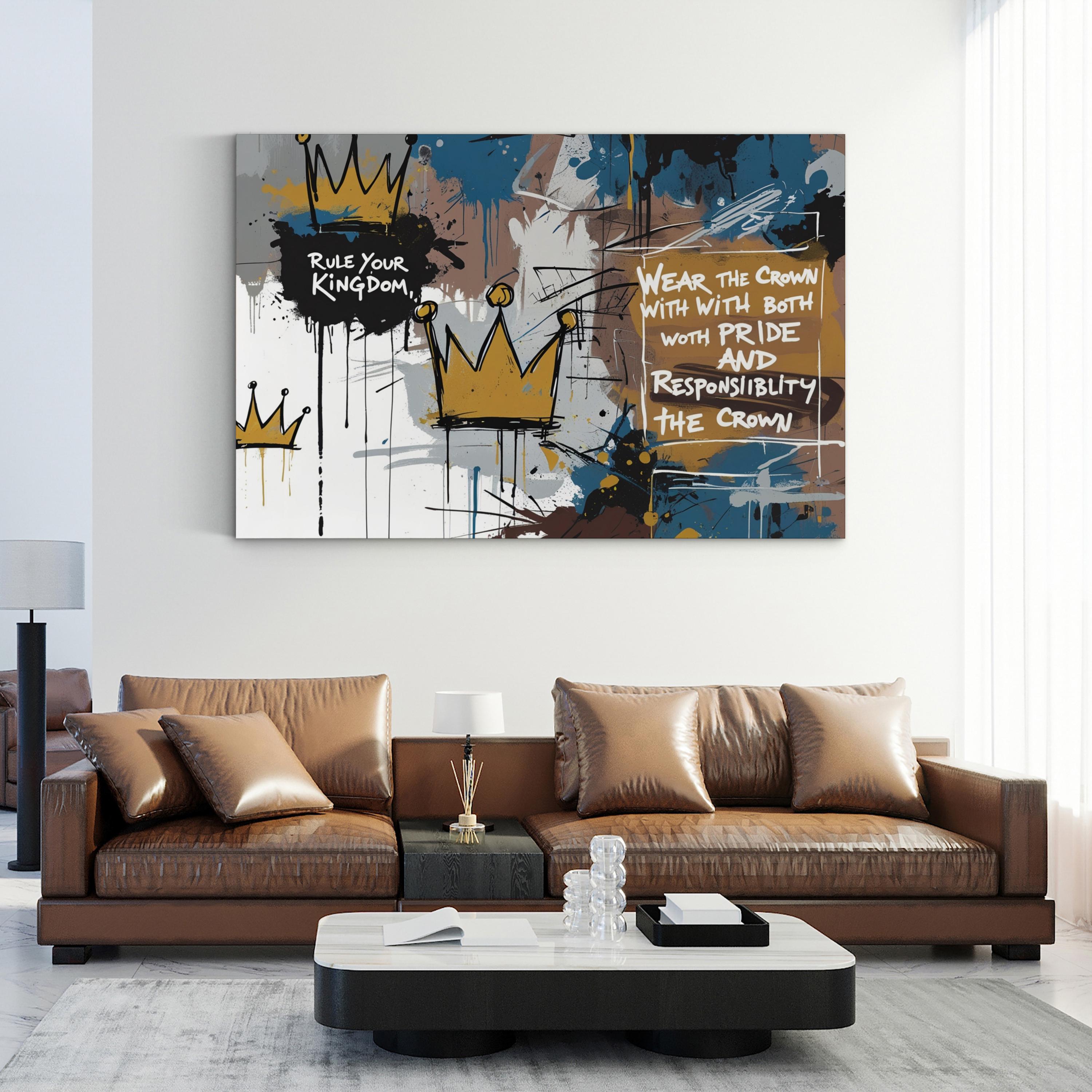 Rule Your Kingdom Crown Graffiti Motivational Quote Wall Art