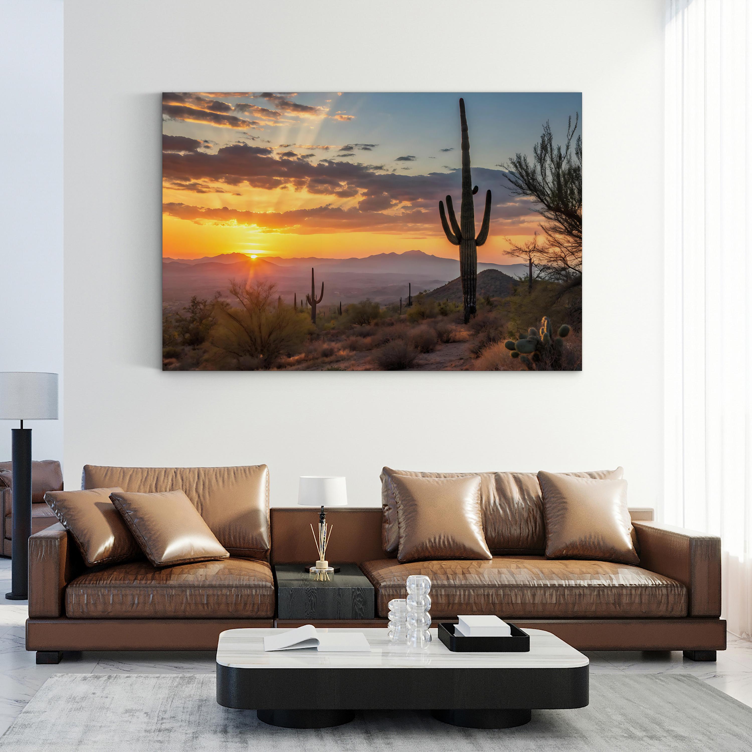 Saguaro Sunrise – Vintage Photography Wall Art | Tucson Desert Landscape Canvas Print