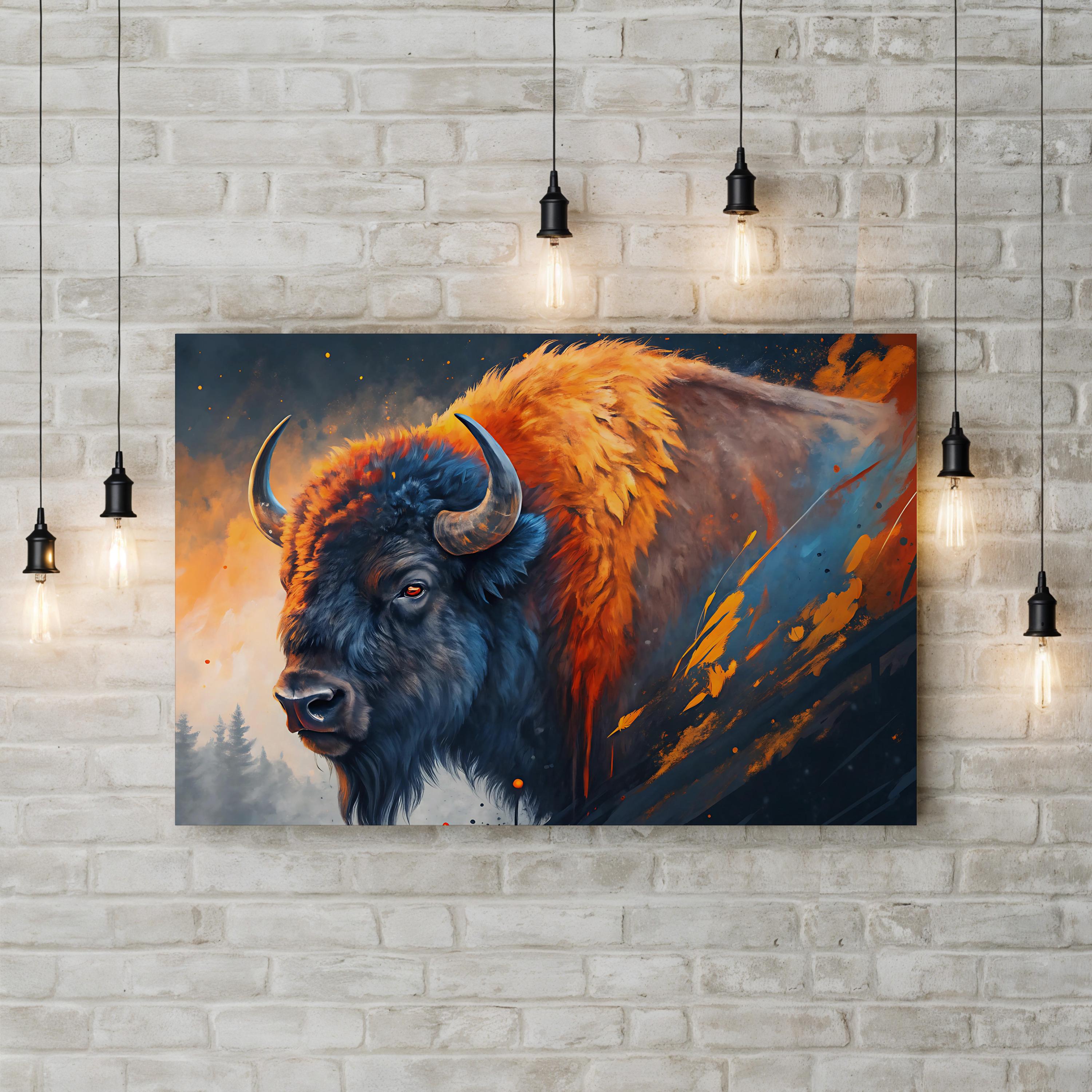 Sacred Buffalo – Period Illustration Wall Art | Wildlife Portrait Canvas Print