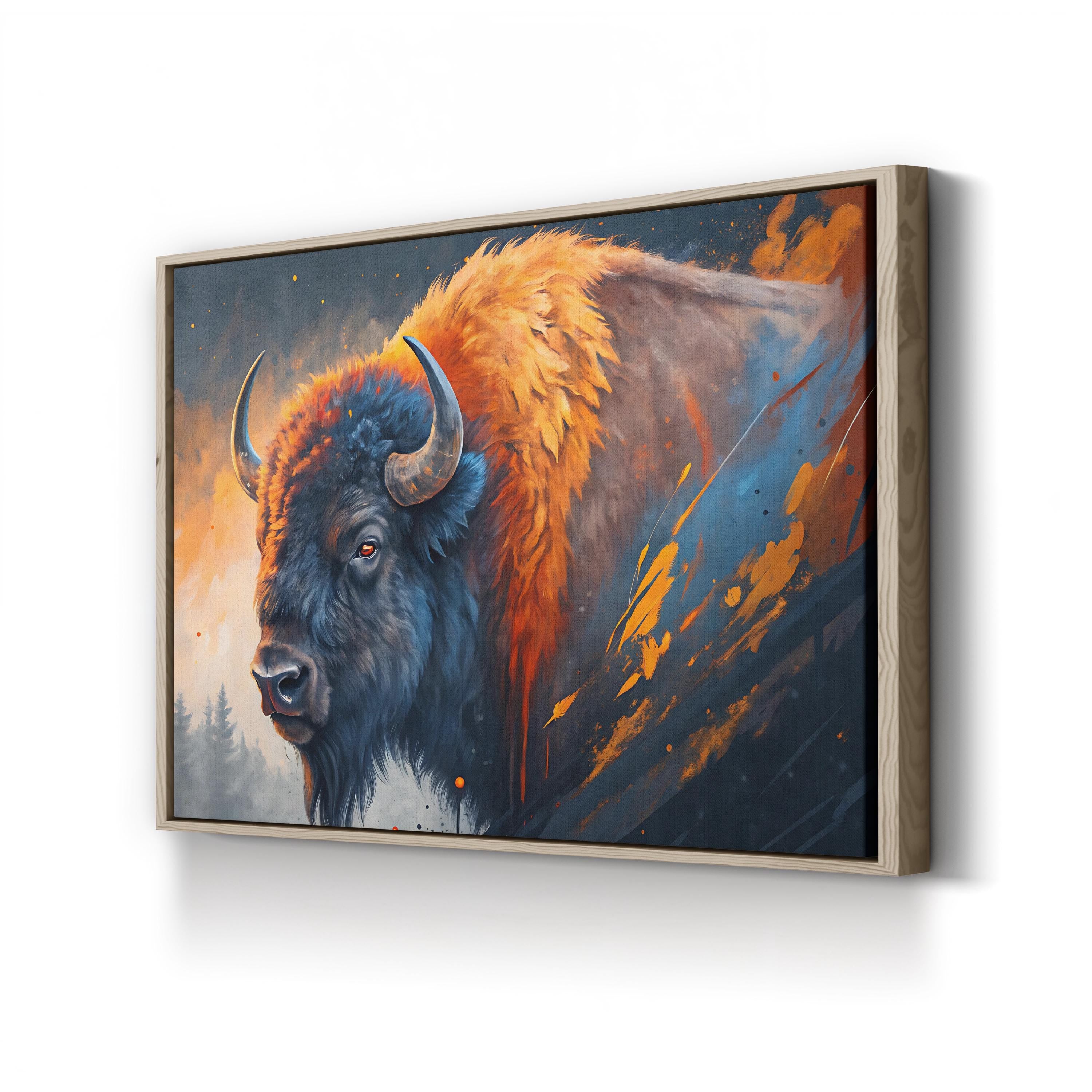Sacred Buffalo – Period Illustration Wall Art | Wildlife Portrait Canvas Print