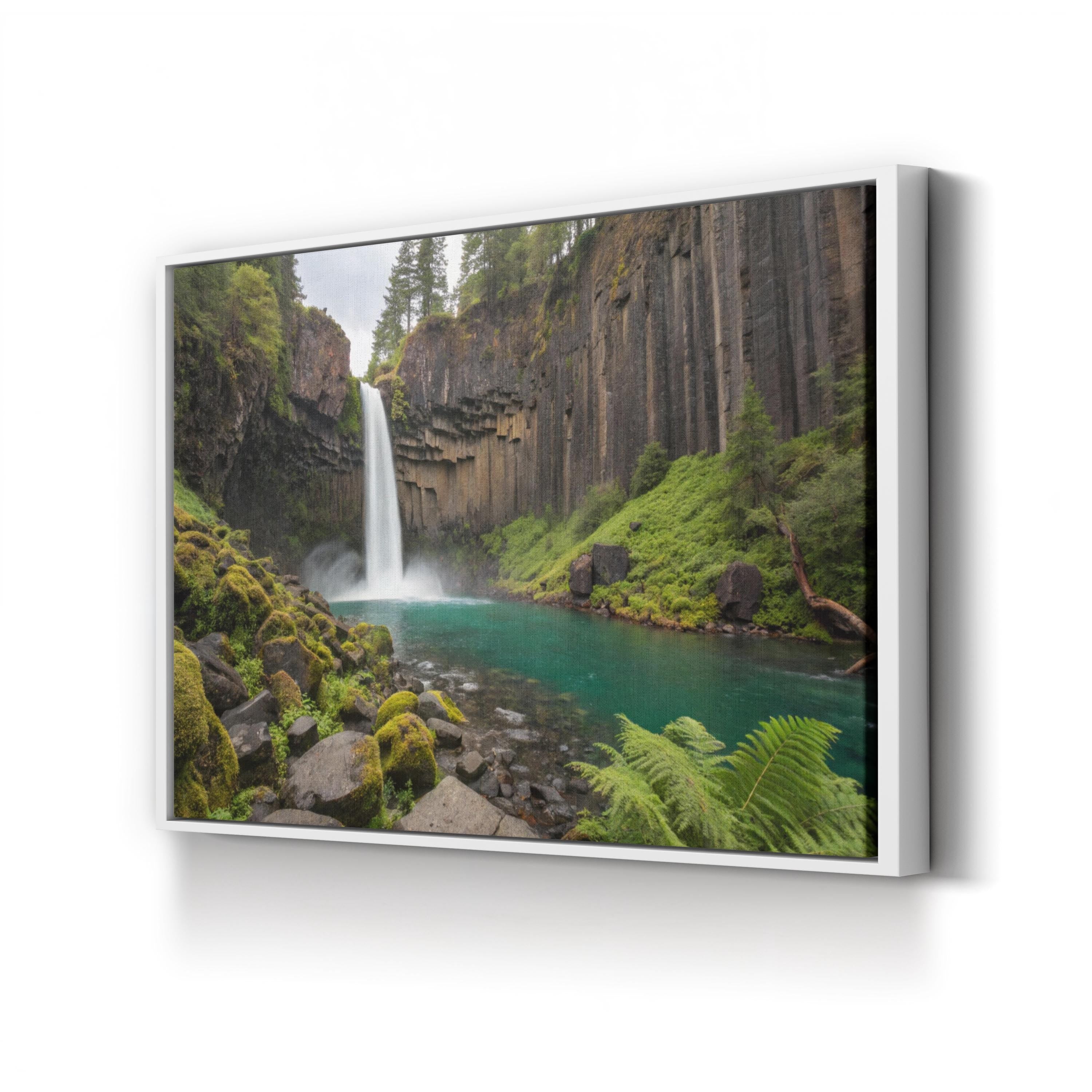 Waterfall Emerald Pool – Vintage Photography Wall Art | Tranquil Nature Canvas Print