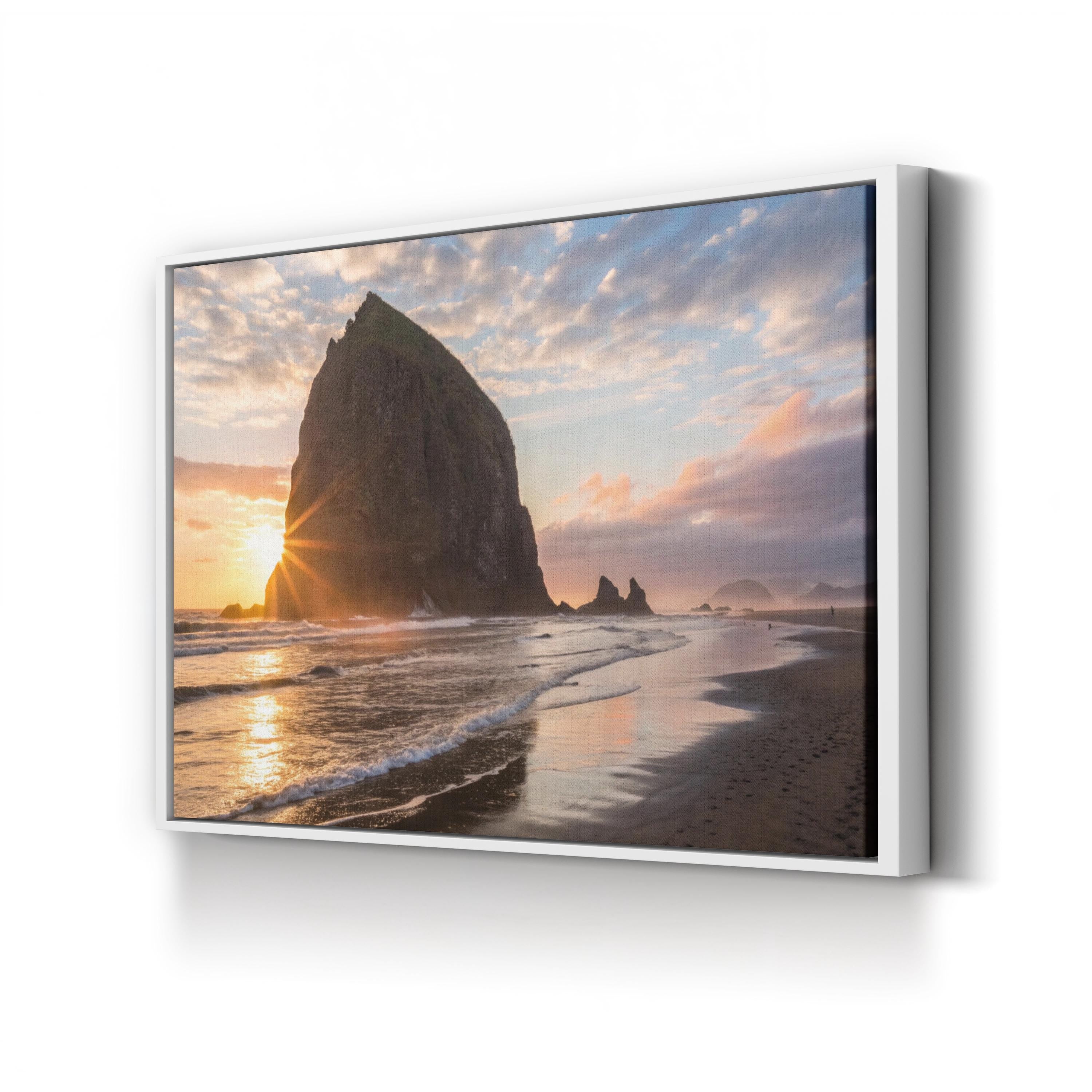 Sea Stack Sunset Coast – Vintage Photography Wall Art | Coastal Ocean Canvas Print
