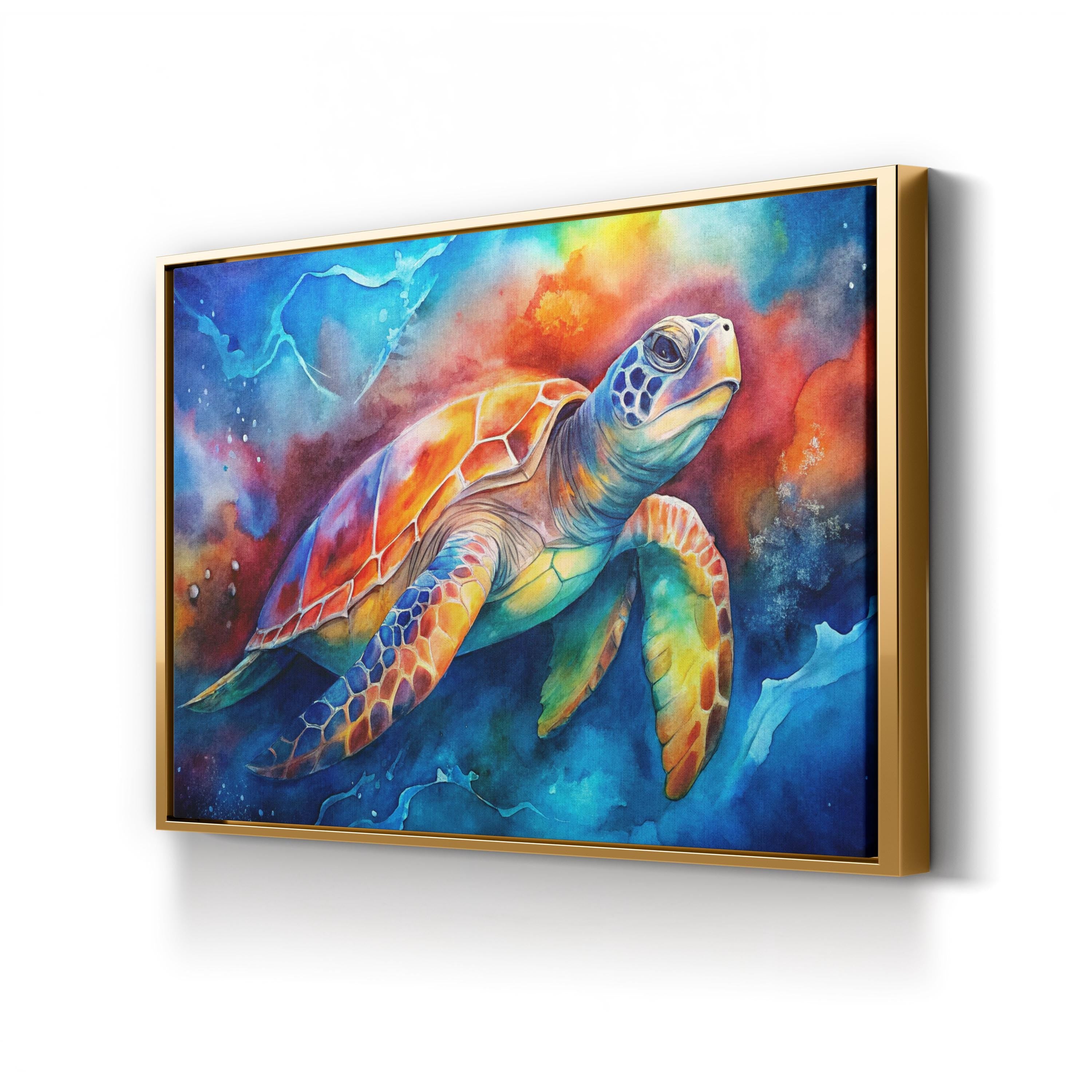Sea Turtle Watercolor – Period Illustration Wall Art | Coastal Wildlife Canvas Print
