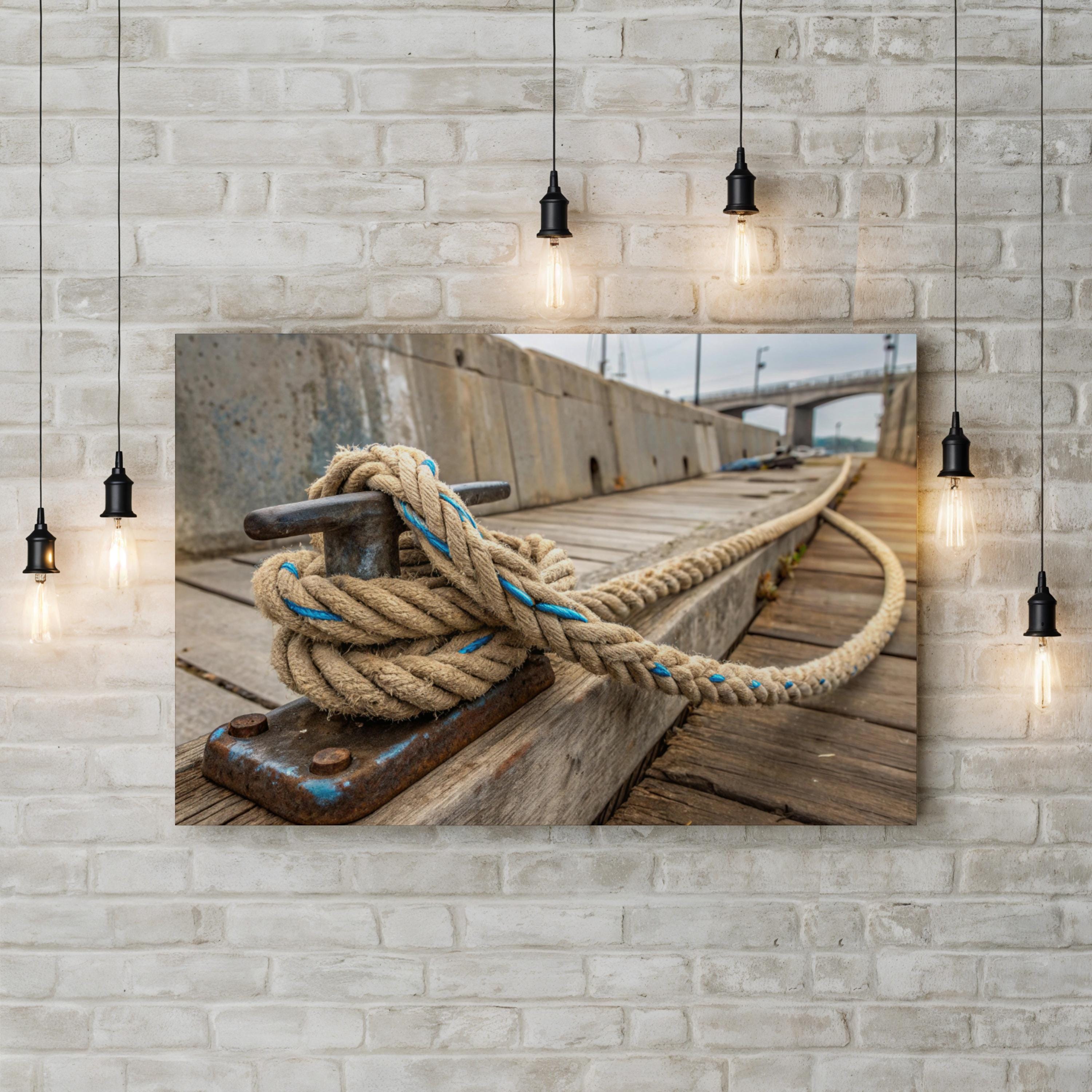 Nautical Rope Dock – Vintage Photography Wall Art | Coastal Seaside Canvas Print