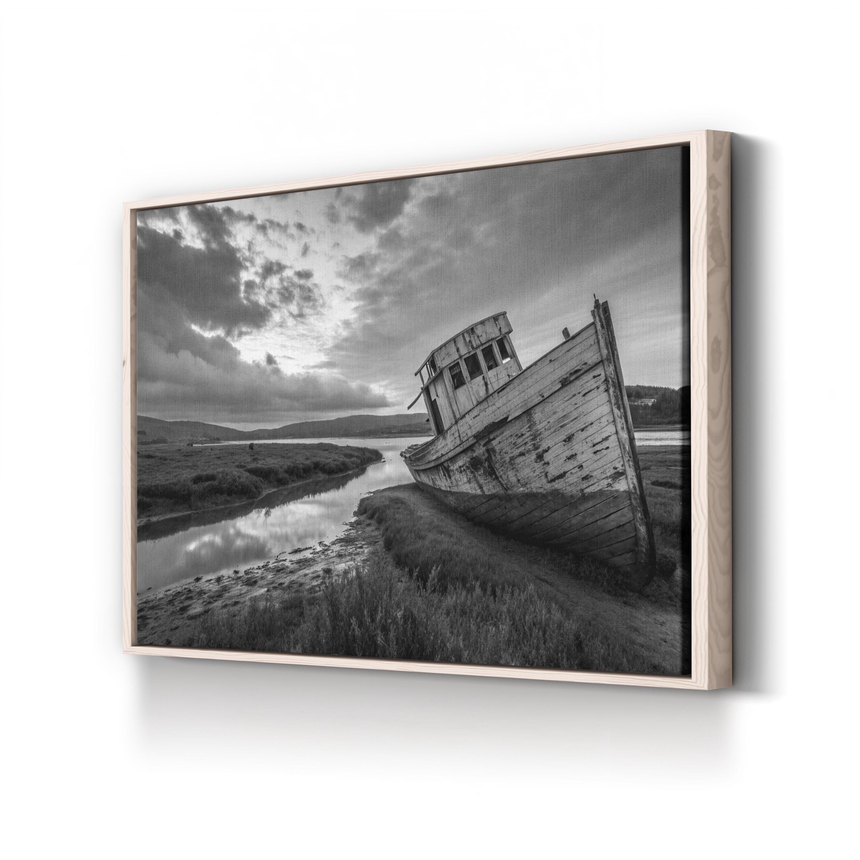 Point Reyes Shipwreck – Vintage Photography Wall Art | Black & White Coastal Canvas Print