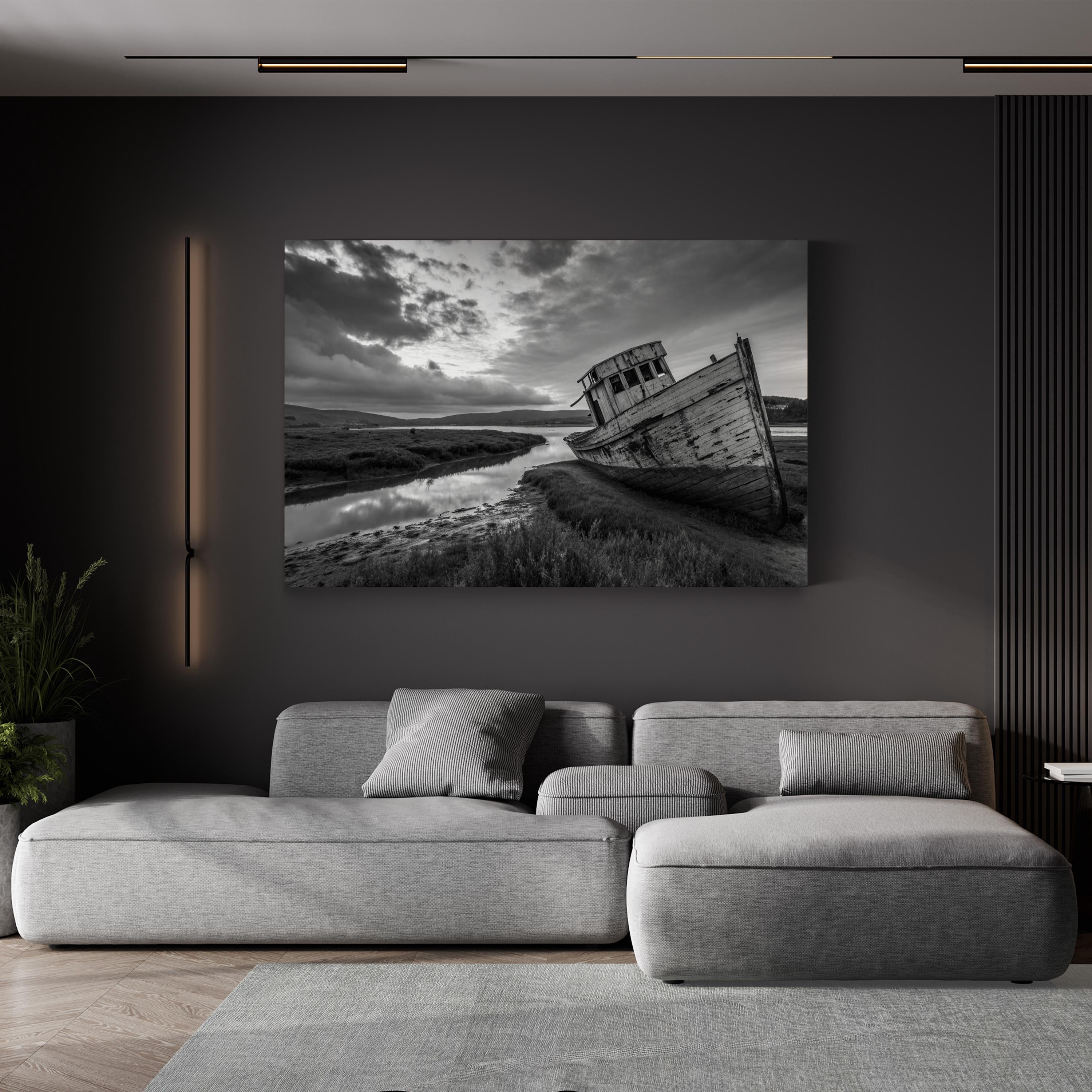 Point Reyes Shipwreck – Vintage Photography Wall Art | Black & White Coastal Canvas Print