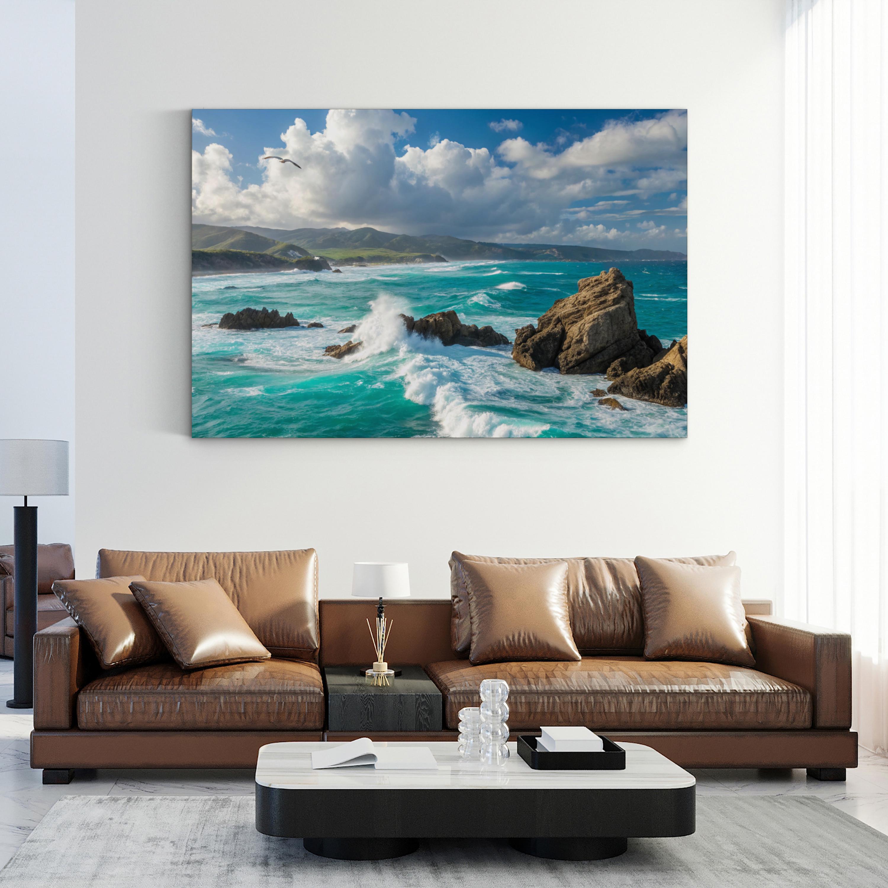 Coastal Ocean Waves Wall Art — Scenic Seascape Canvas Print
