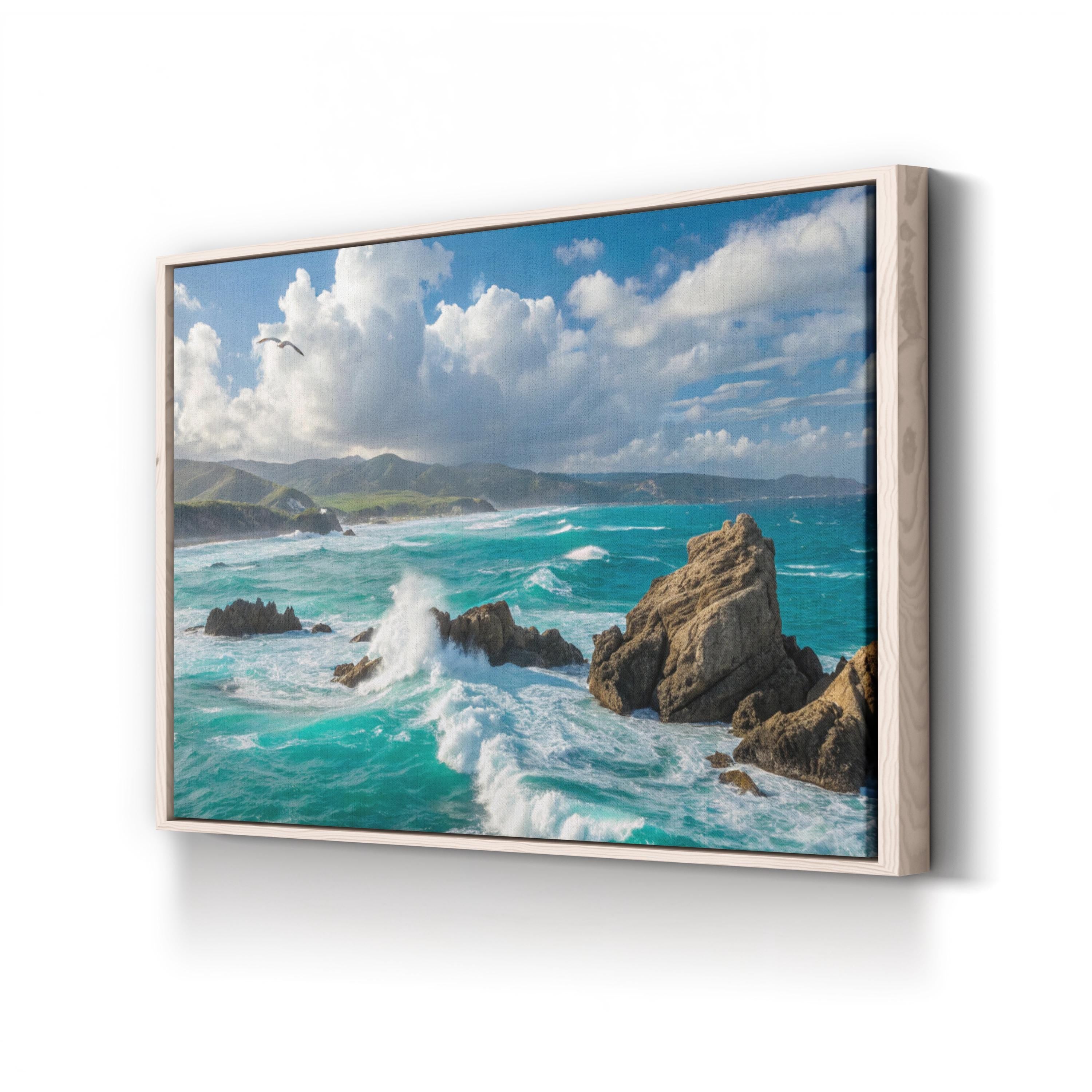 Coastal Ocean Waves Wall Art — Scenic Seascape Canvas Print