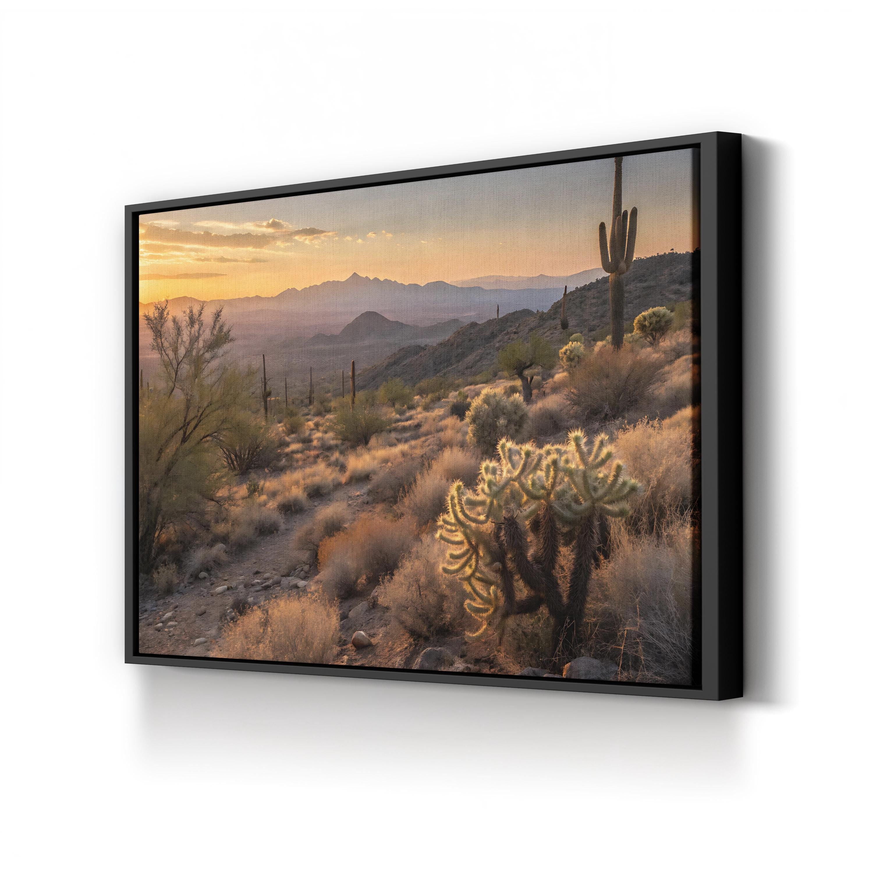Tucson Desert Sunset – Vintage Photography Wall Art | Arizona Cactus Canvas Print