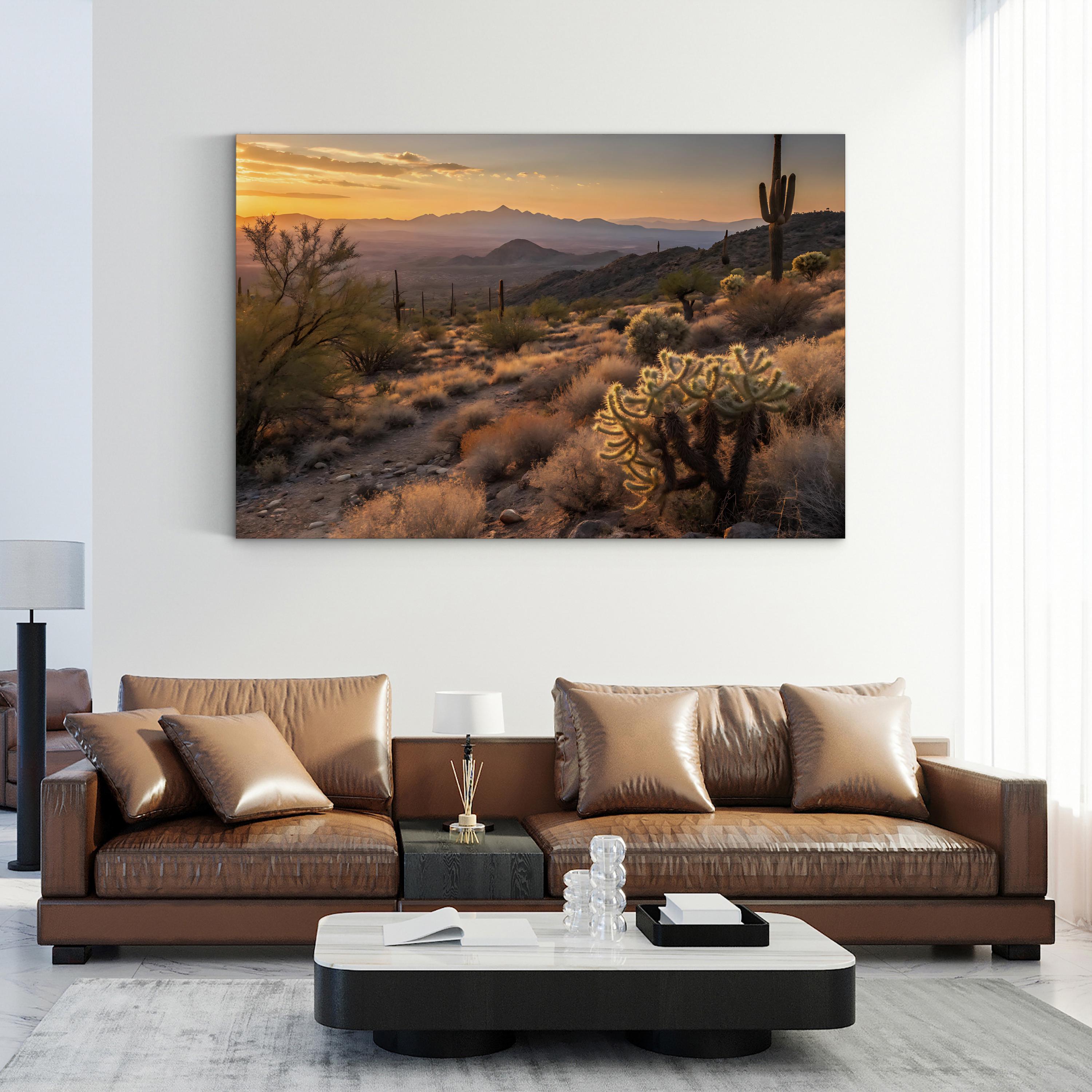 Tucson Desert Sunset – Vintage Photography Wall Art | Arizona Cactus Canvas Print