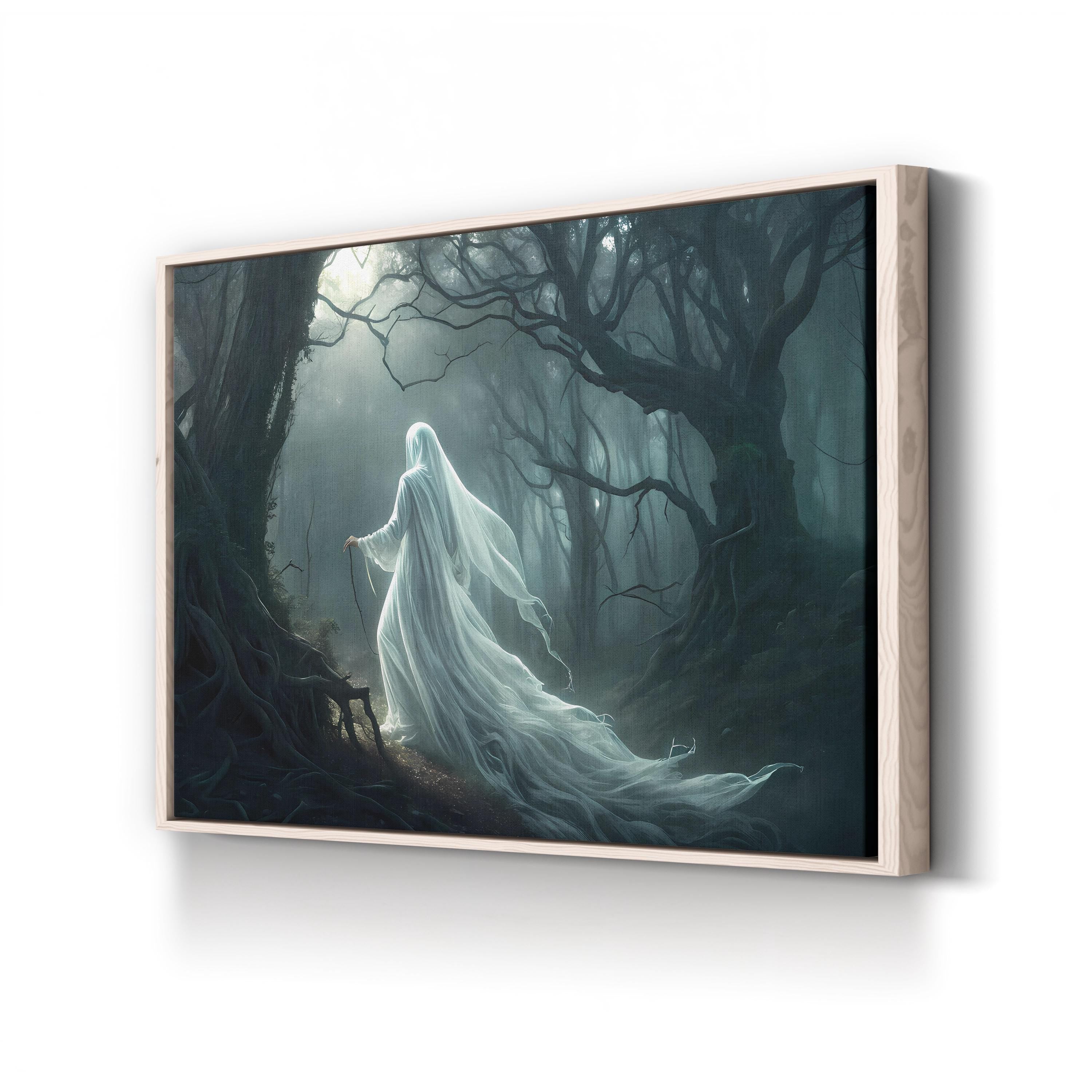 Enchanted Forest – Period Illustration Wall Art | Golden Mystical Landscape Canvas Print