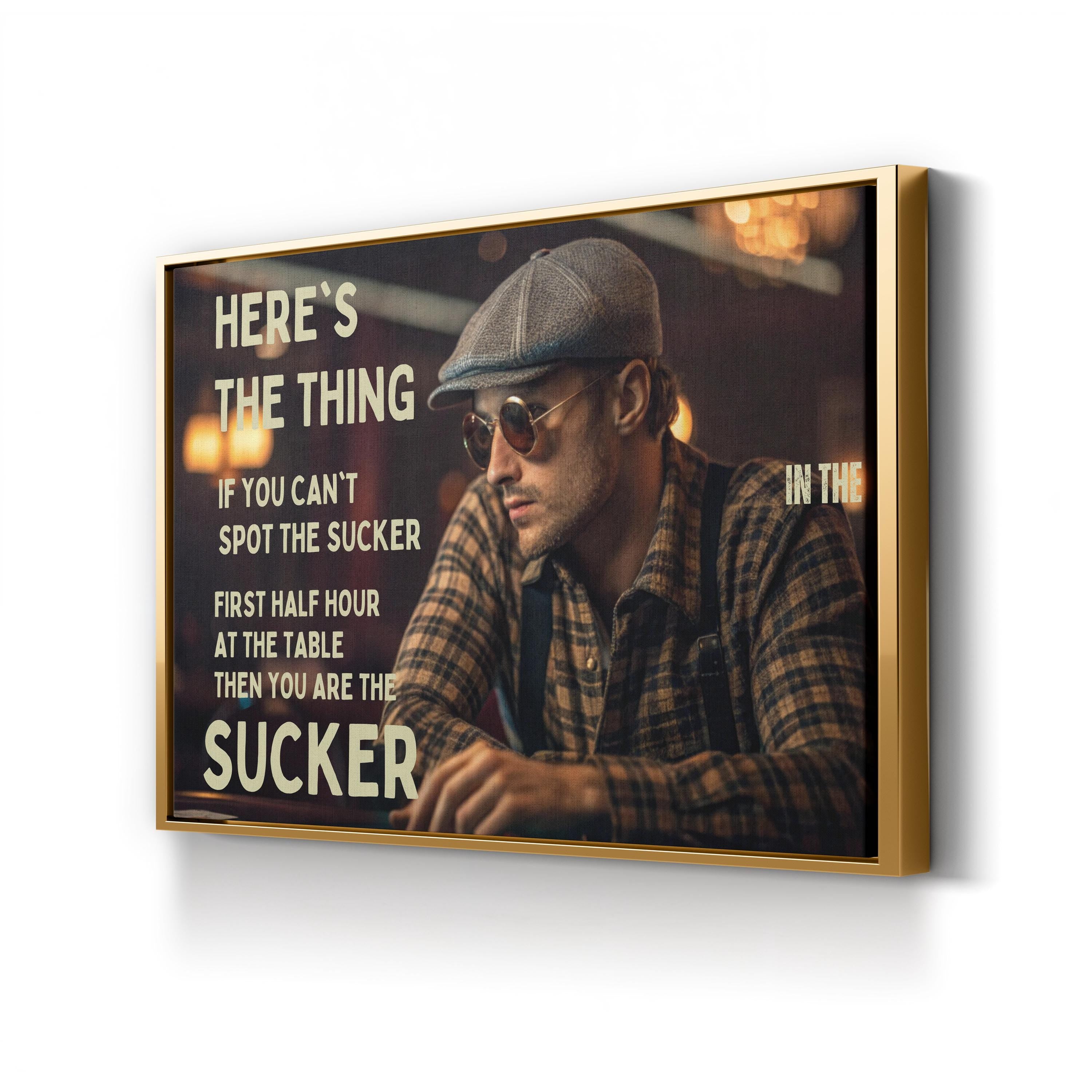 Spot the Sucker Wall Art | Witty Poker Quote Black Canvas Print