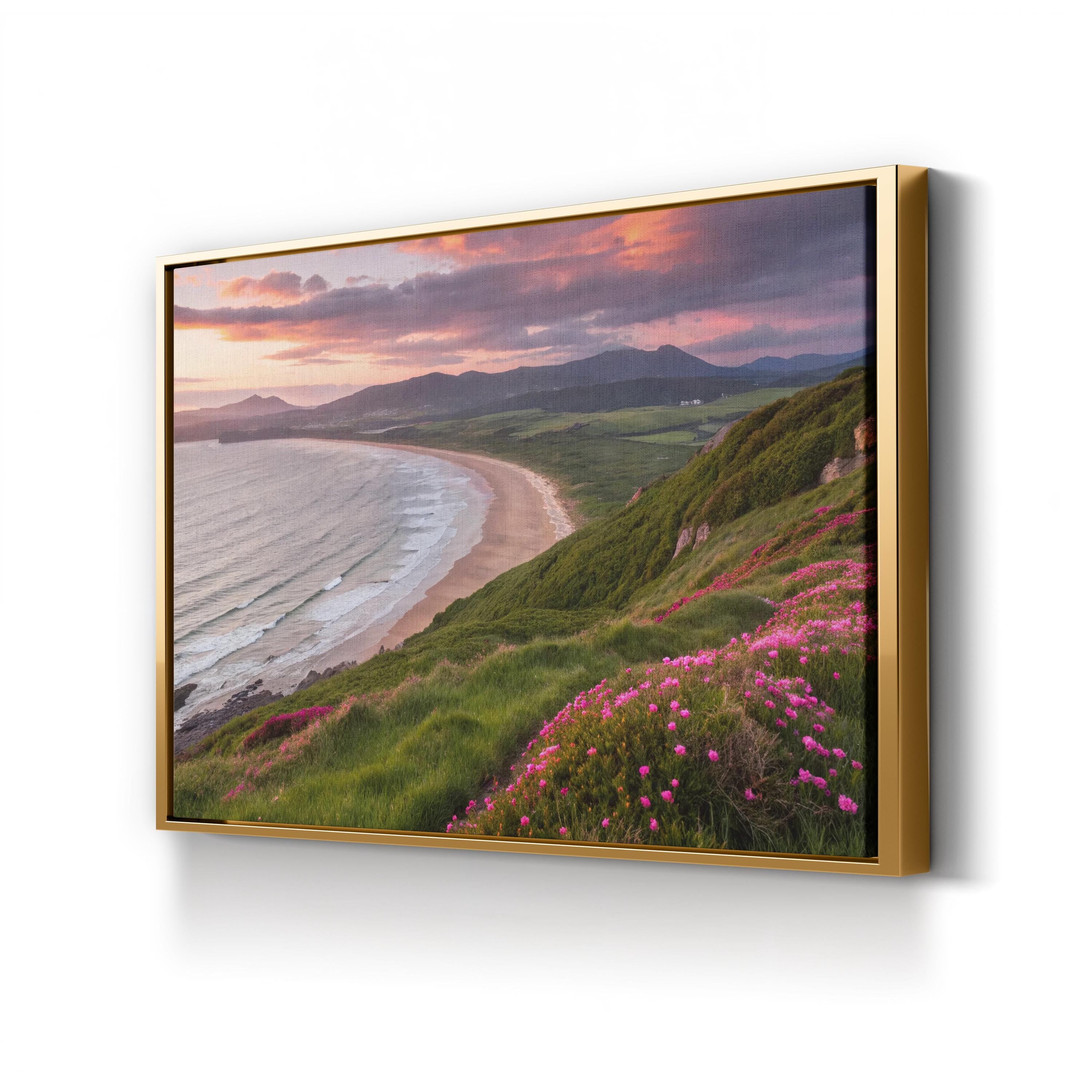 Coastal Beach Landscape — Modern Ocean Shoreline Canvas Wall Art