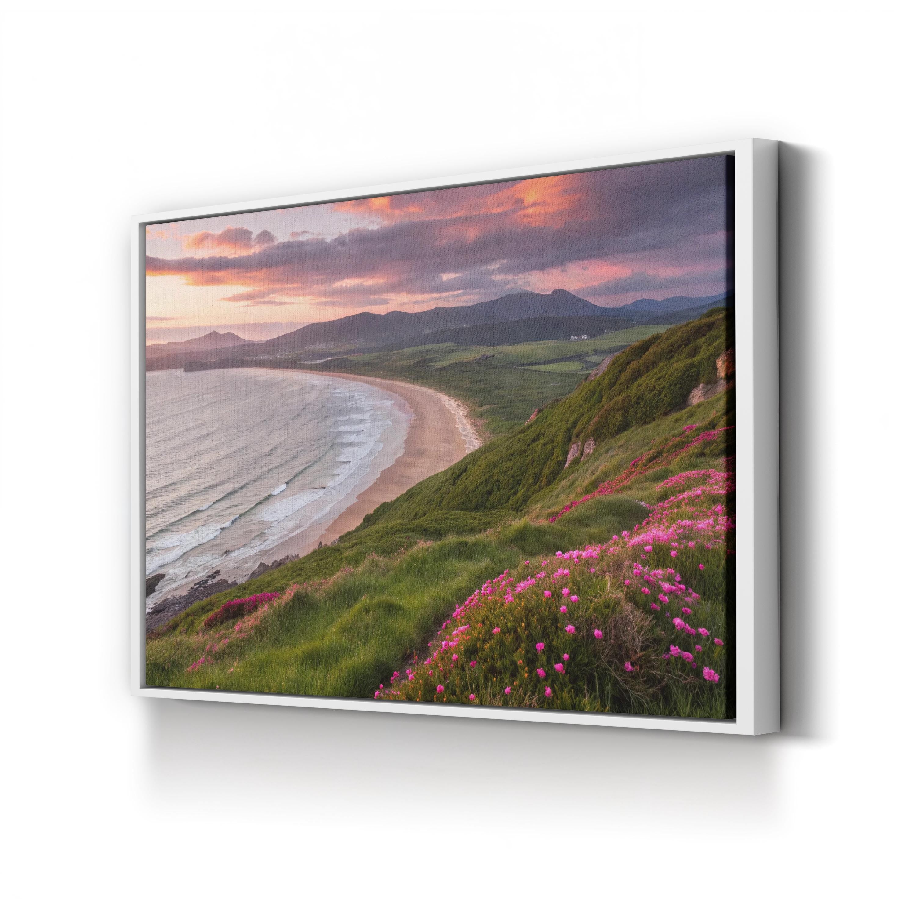 Coastal Beach Landscape — Modern Ocean Shoreline Canvas Wall Art