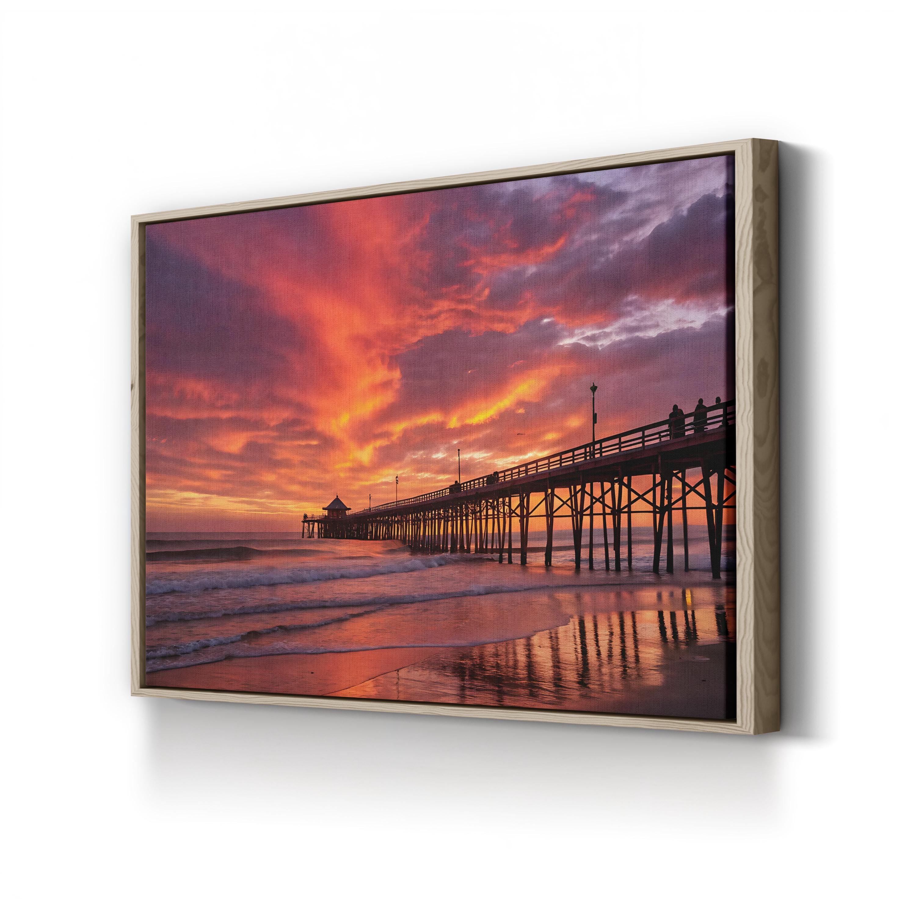 Sunset Pier Seaside – Vintage Photography Wall Art | Coastal Landscape Canvas Print