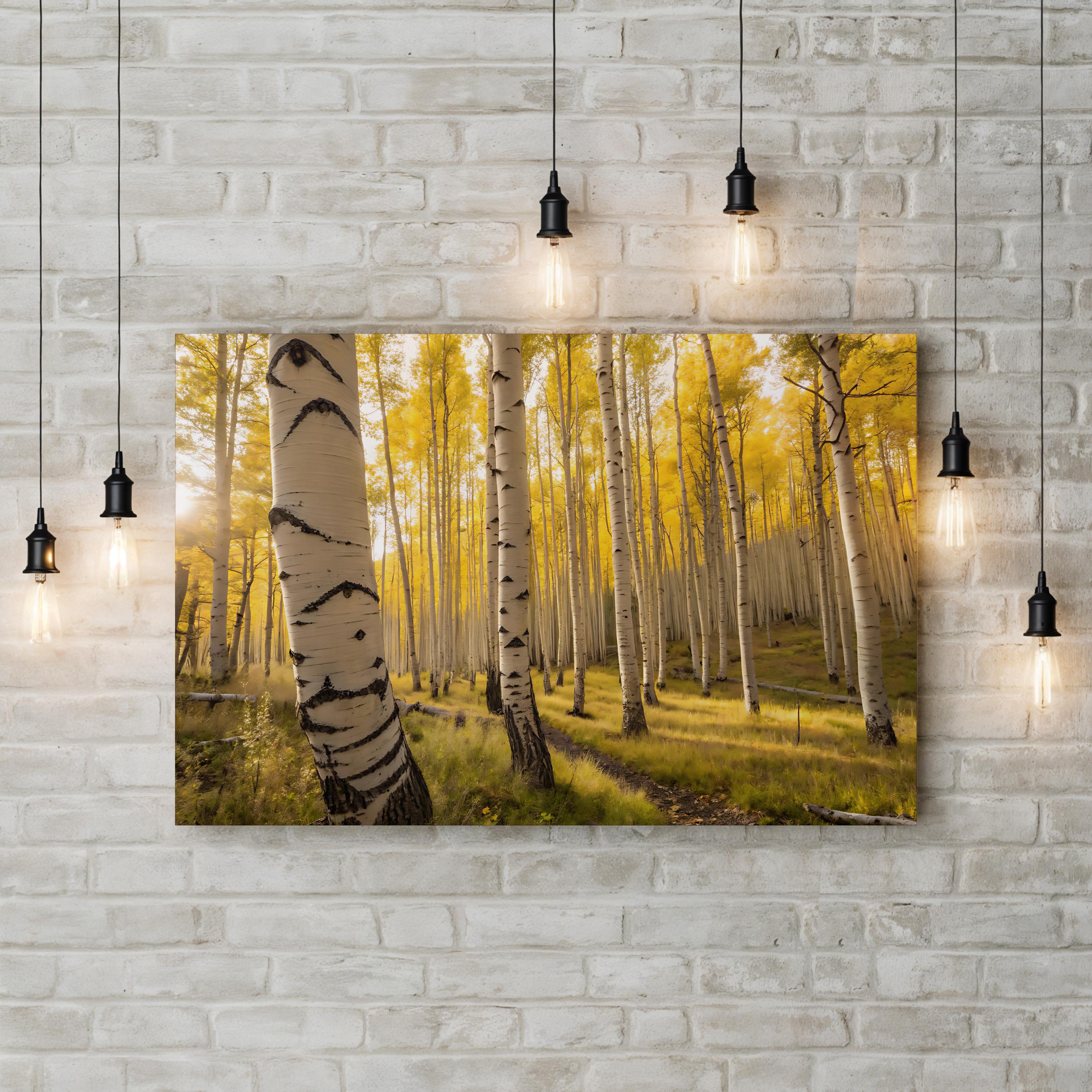 Golden Aspen Mountain Landscape – Vintage Photography Wall Art | Autumn Canvas Print