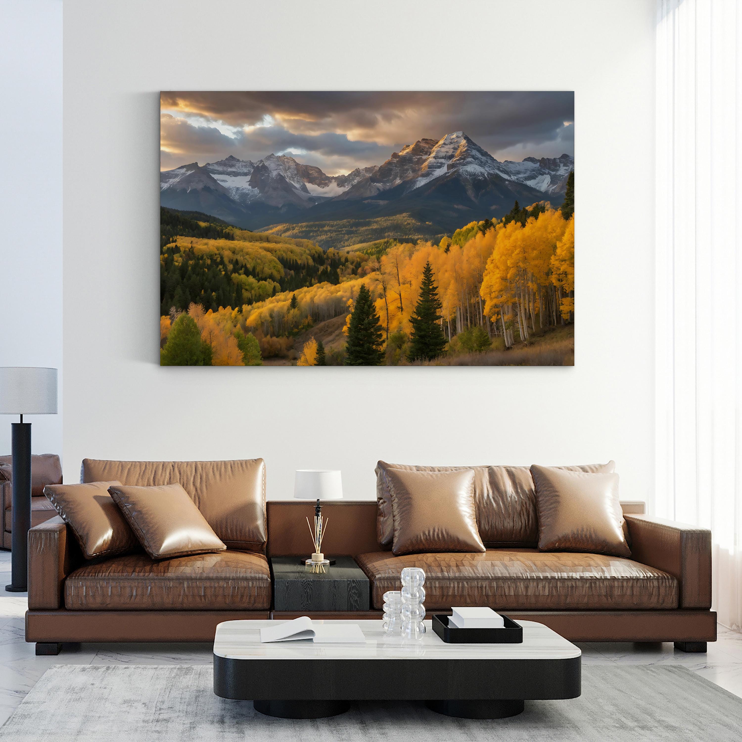 Golden Aspen Mountain – Vintage Photography Wall Art | Autumn Landscape Canvas Print
