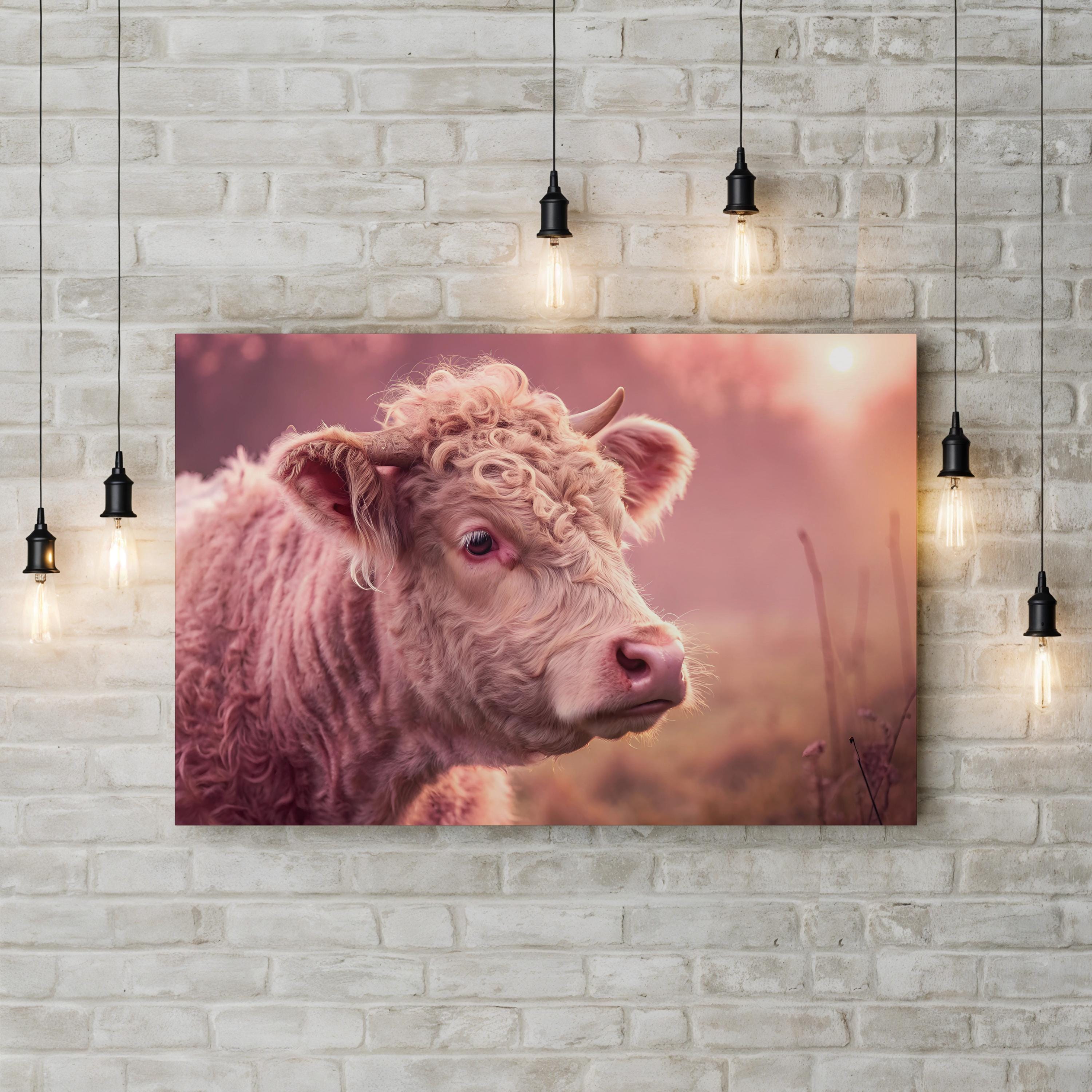 Calf Portrait Canvas – Neutral Farm Animal Wall Art