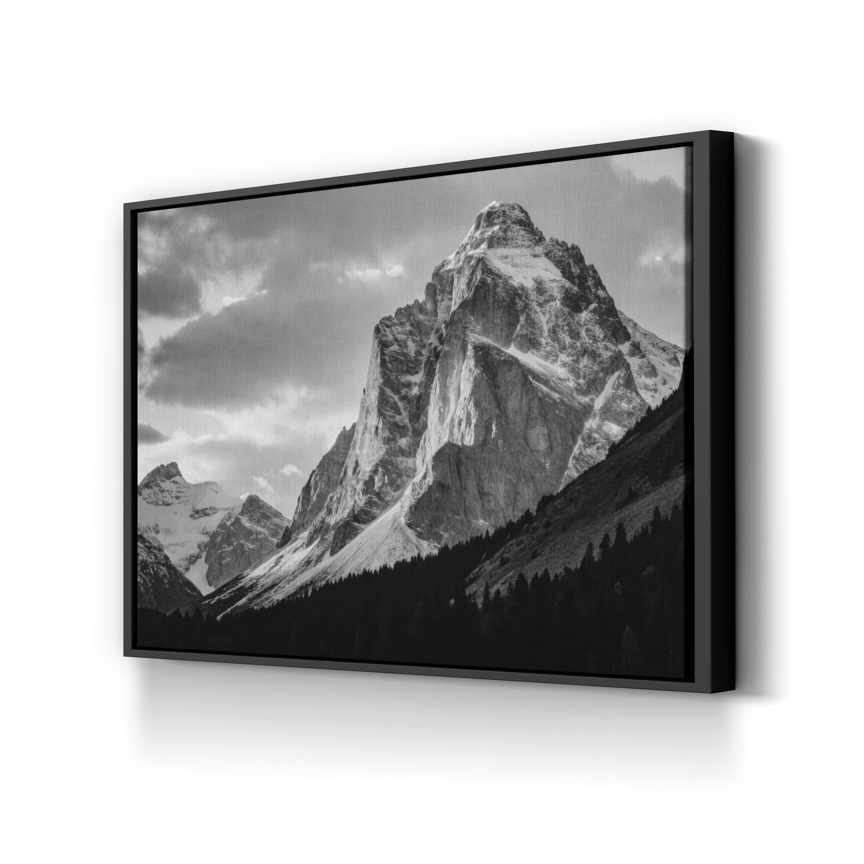 Majestic Mountain Peak – Vintage Photography Wall Art | Black & White Landscape Canvas Print