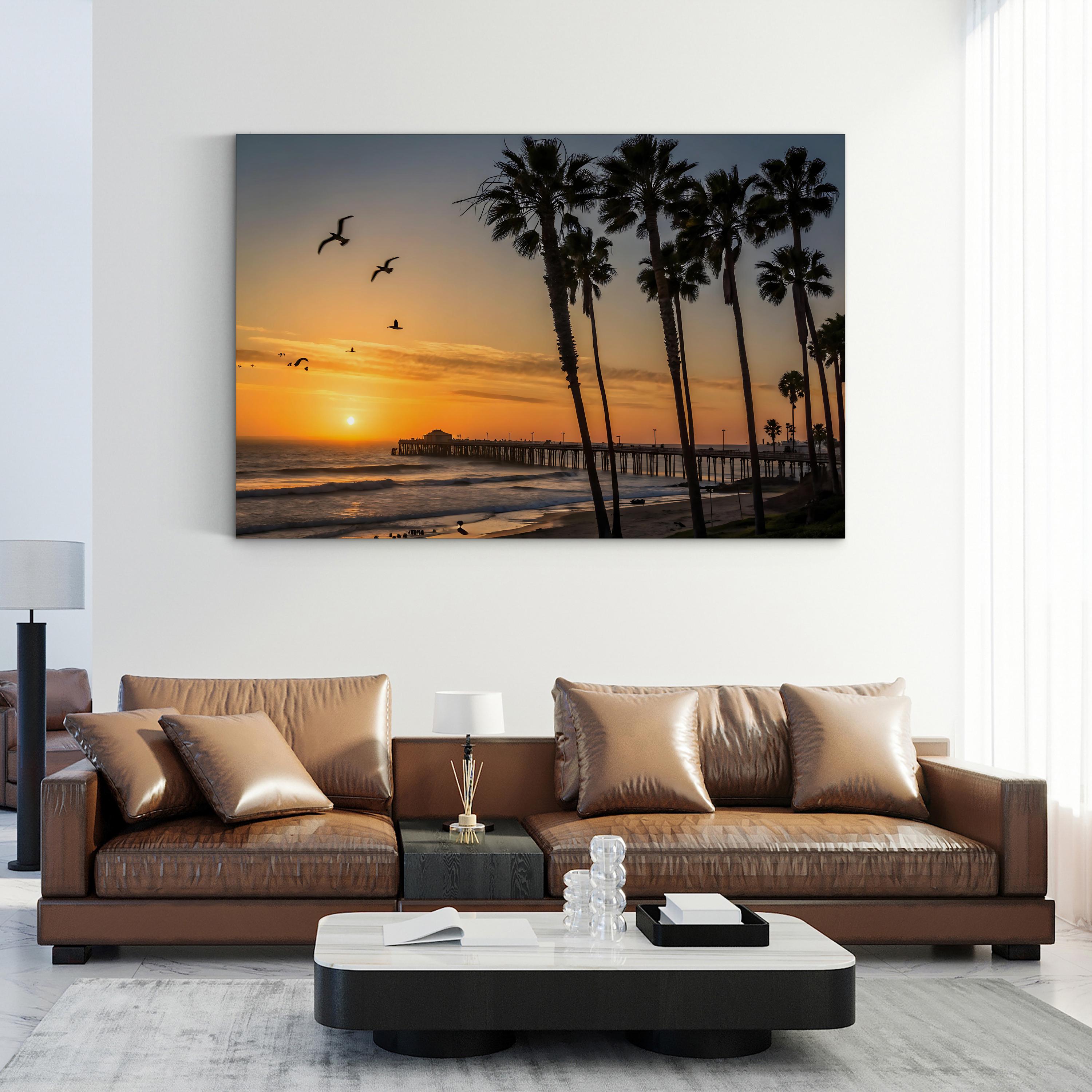 Tropical Sunset Canvas Art – Palms, Beach, Ocean View
