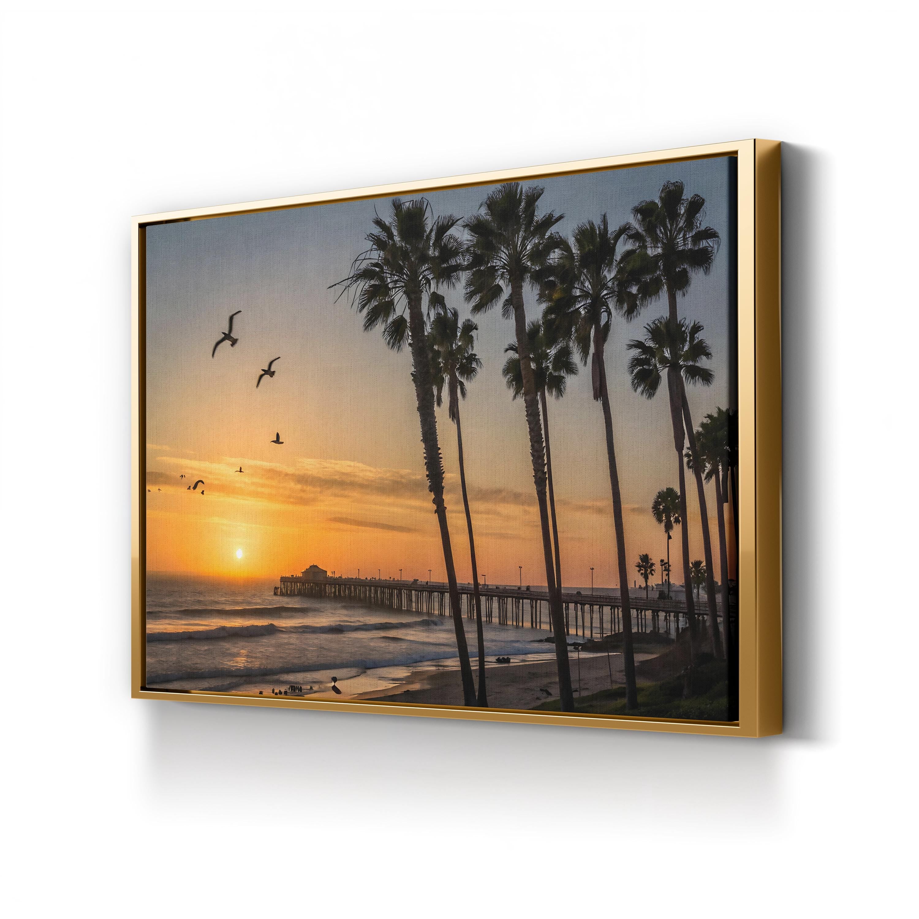 Tropical Sunset Canvas Art – Palms, Beach, Ocean View