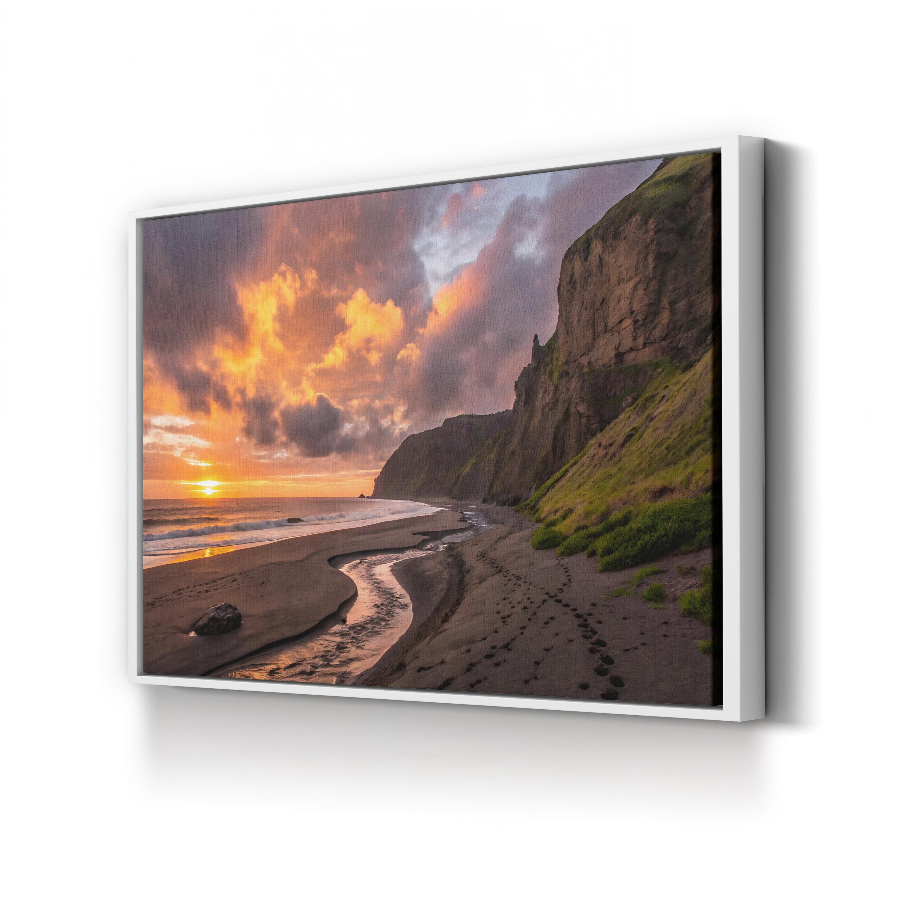 Coastal Sunset Cliff Seascape in Oregon: Shoreline Landscape Photography