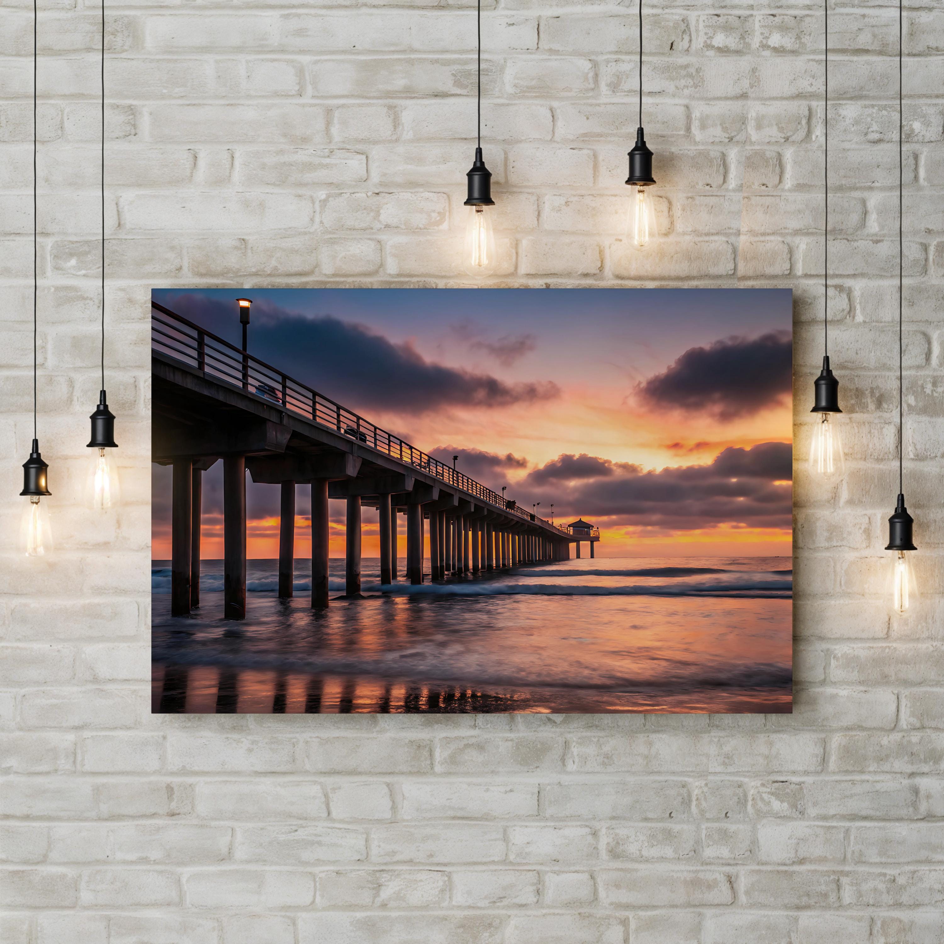Sunset Dream, Oceanside Pier, Oceanside, California Canvas Print: Coastal Beach House Decor