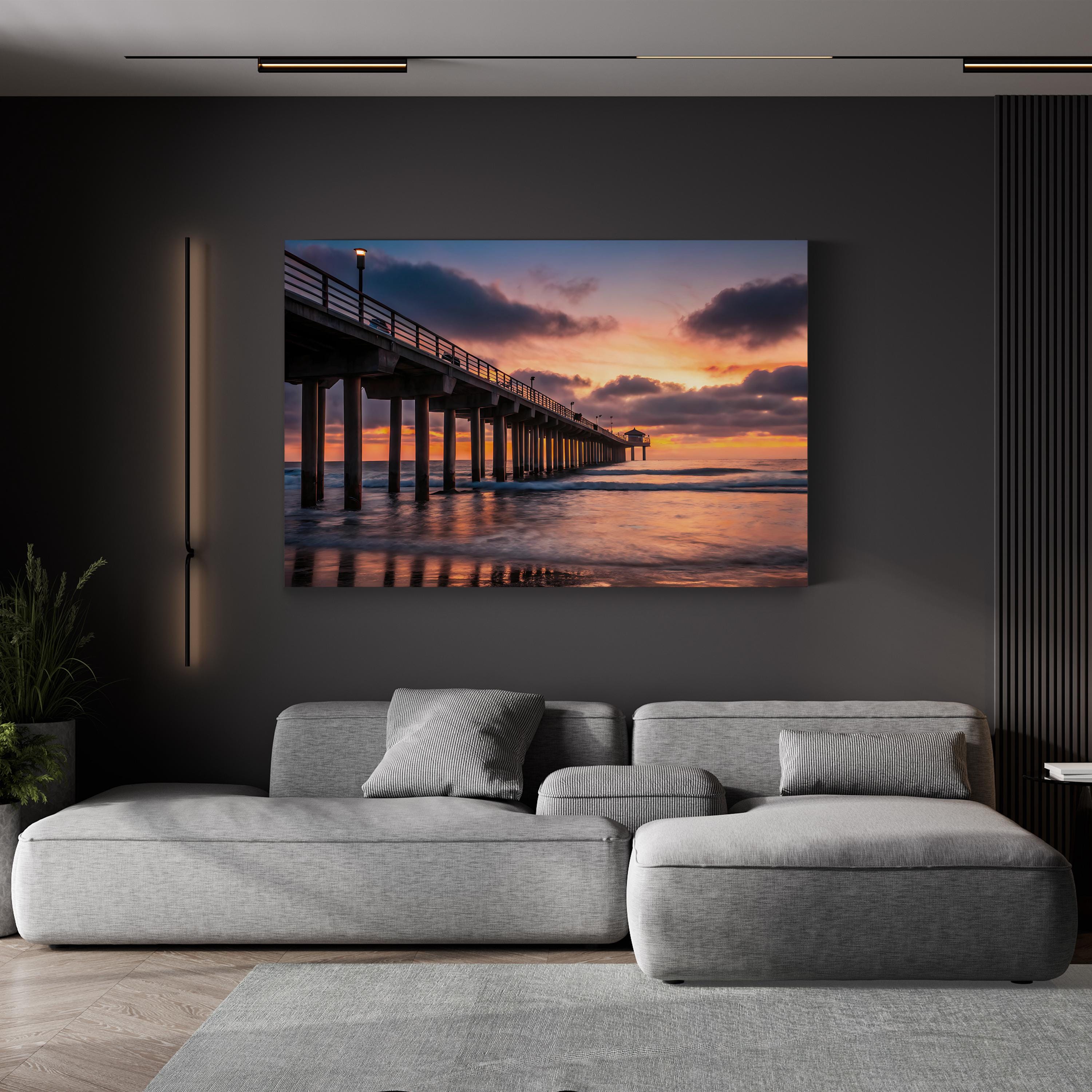 Sunset Dream, Oceanside Pier, Oceanside, California Canvas Print: Coastal Beach House Decor