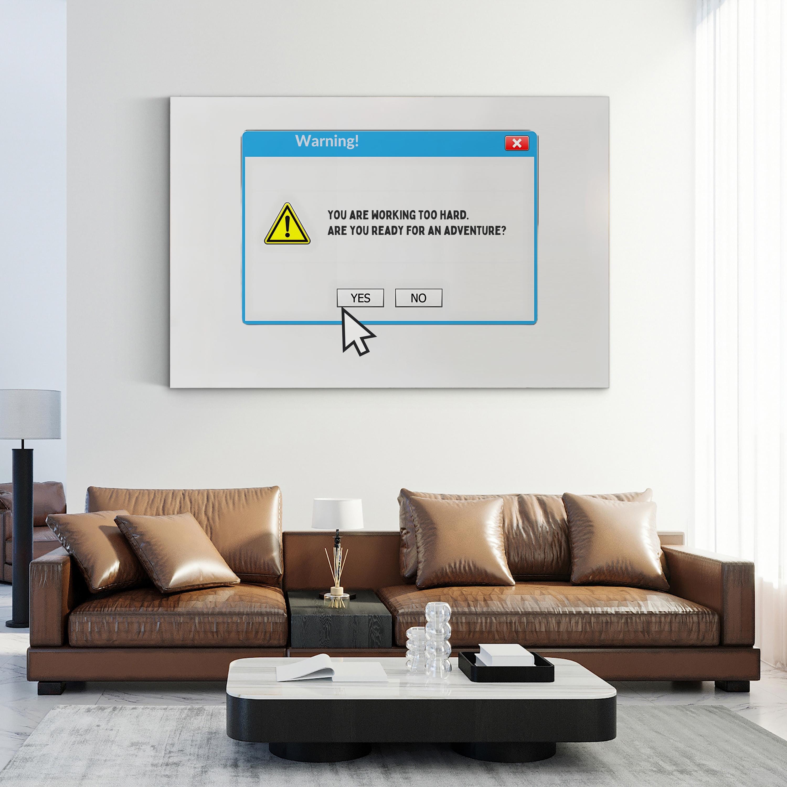 System Warning Canvas Art Print – Motivational Office Typography Wall Decor