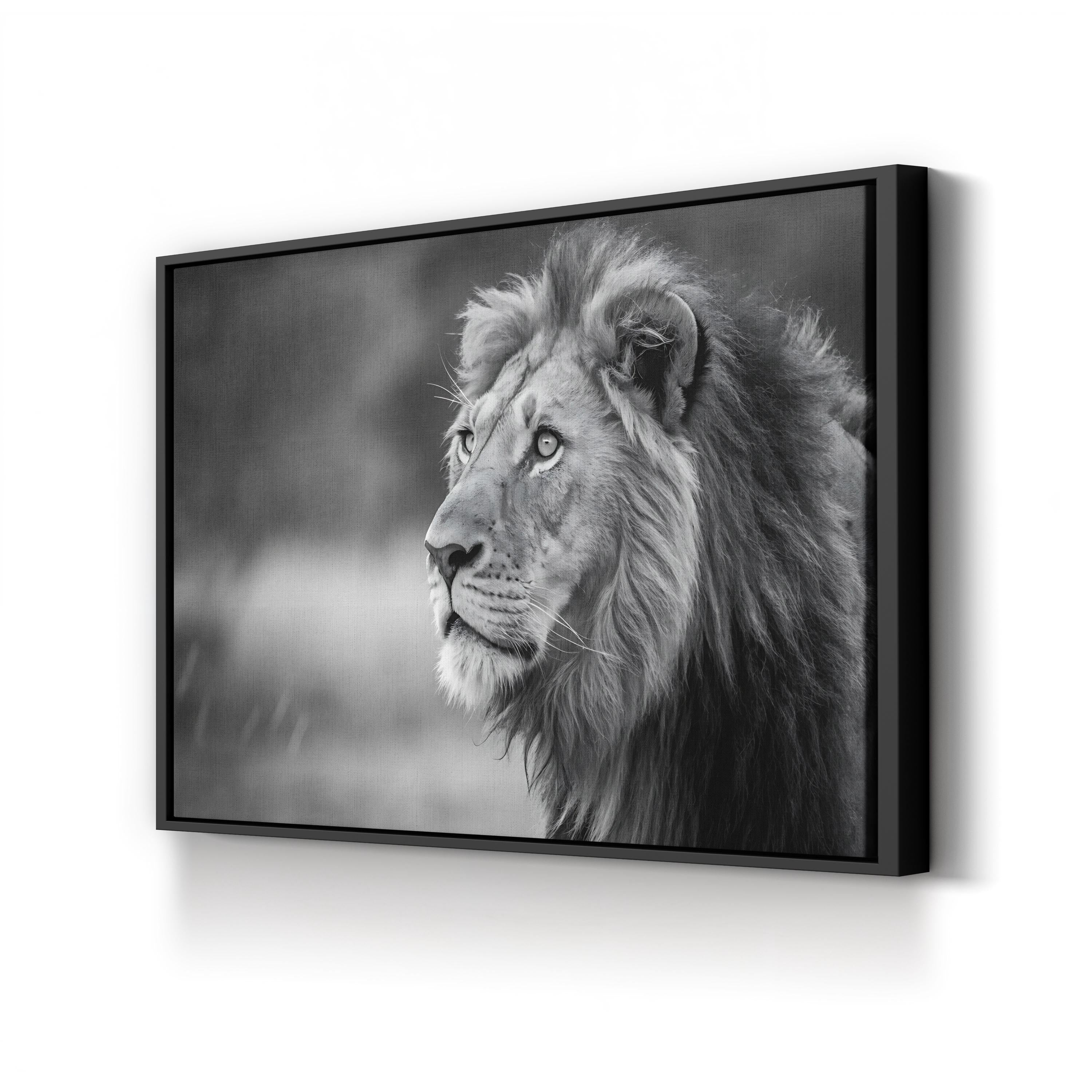 Majestic Lion Head – Vintage Photography Wall Art | Black & White Wildlife Canvas Print