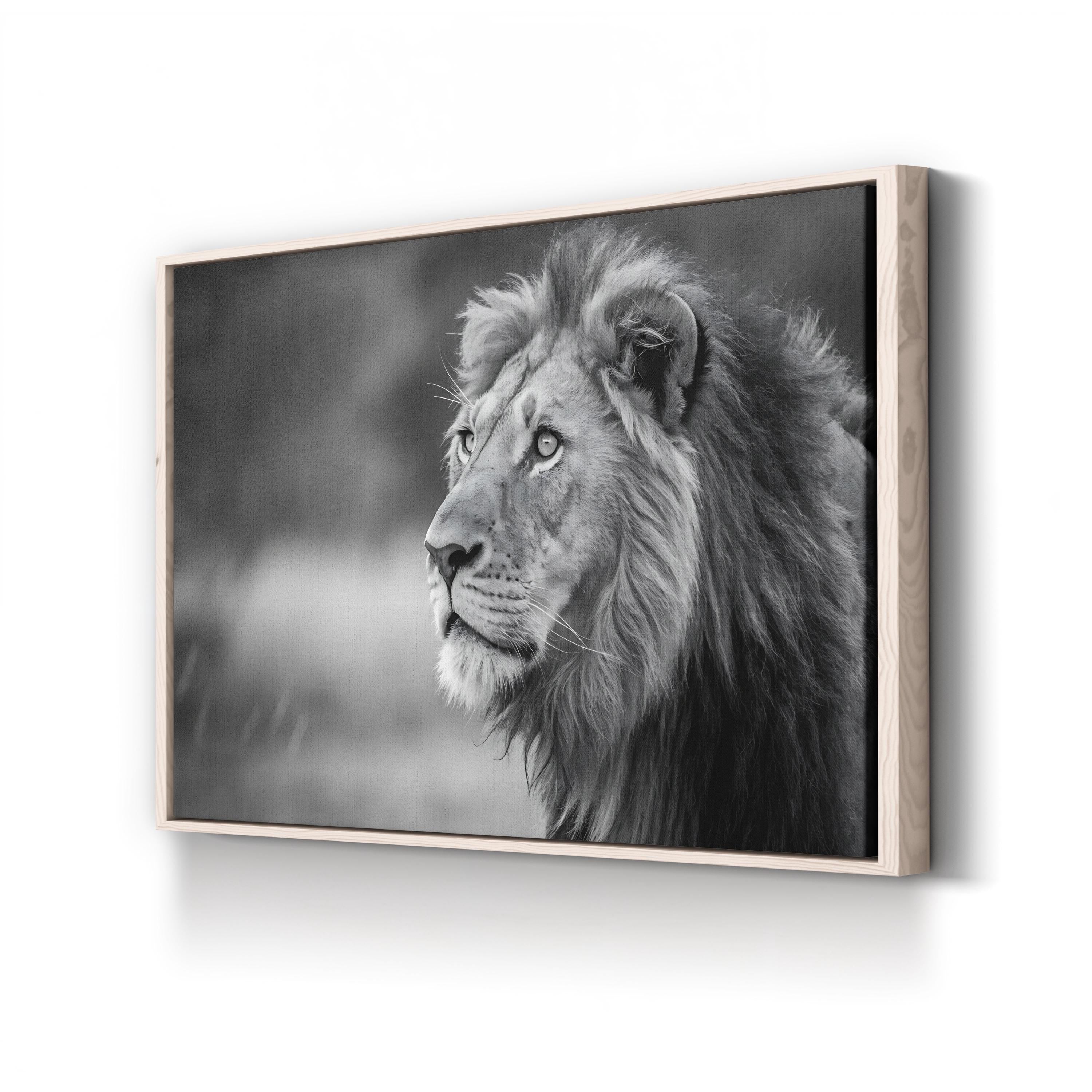 Majestic Lion Head – Vintage Photography Wall Art | Black & White Wildlife Canvas Print