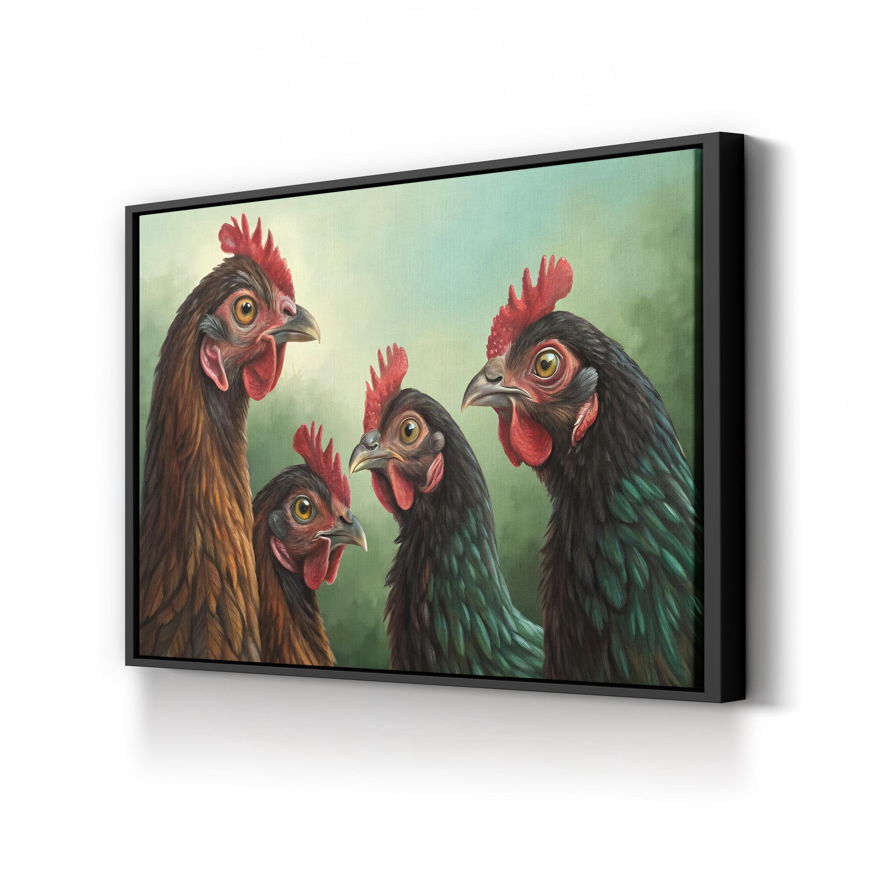 Vibrant Chickens – Period Illustration Wall Art | Farmhouse Kitchen Canvas Print