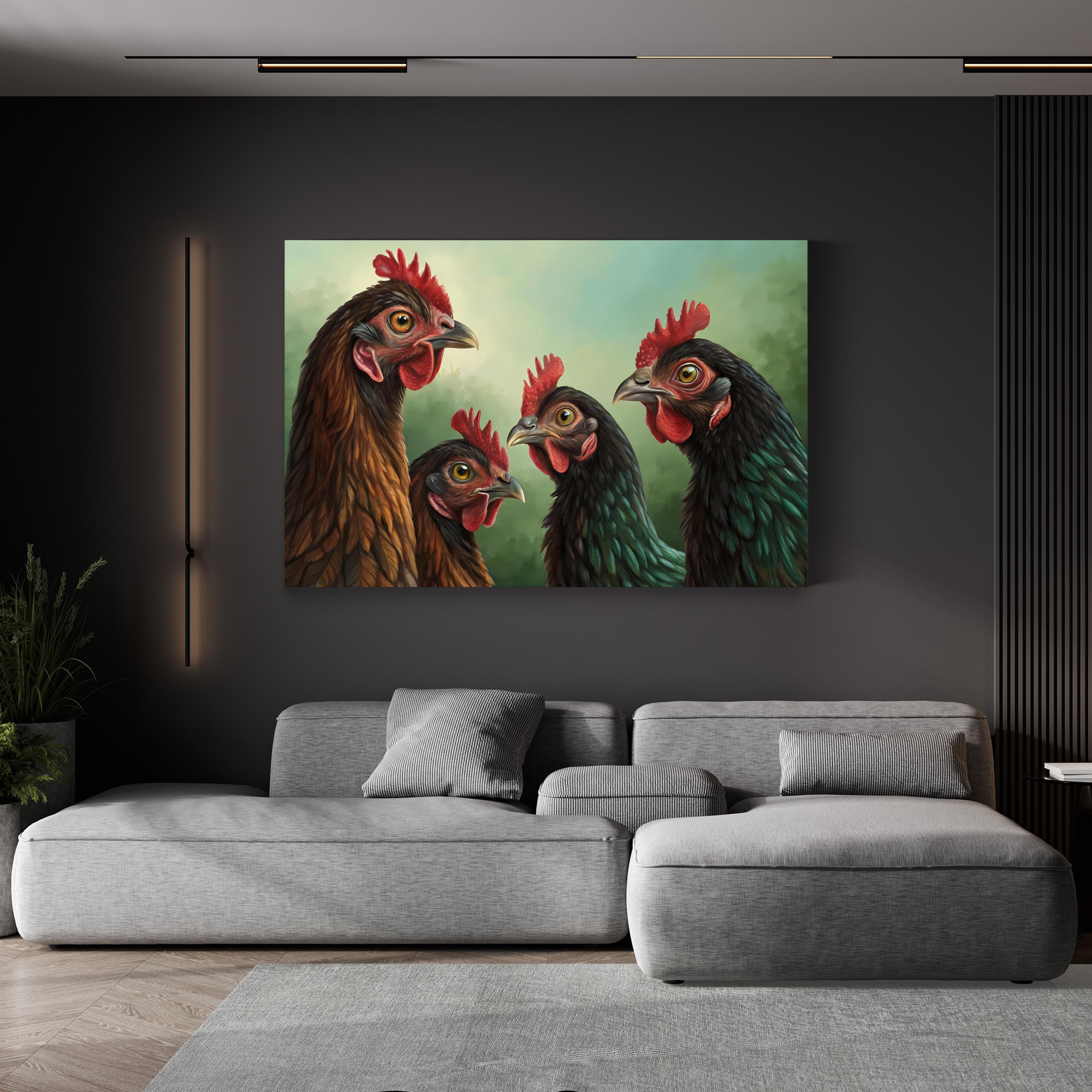 Vibrant Chickens – Period Illustration Wall Art | Farmhouse Kitchen Canvas Print