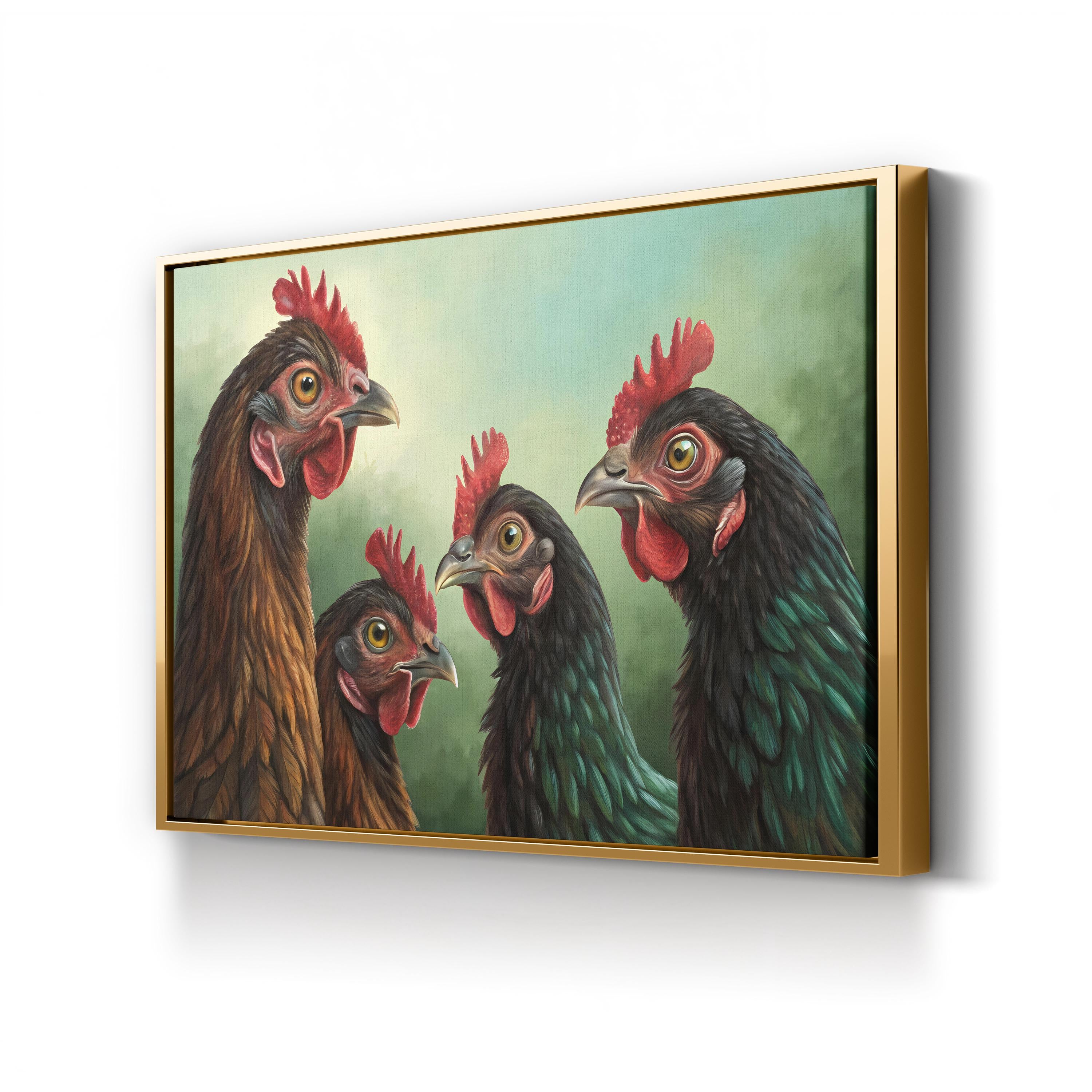 Vibrant Chickens – Period Illustration Wall Art | Farmhouse Kitchen Canvas Print