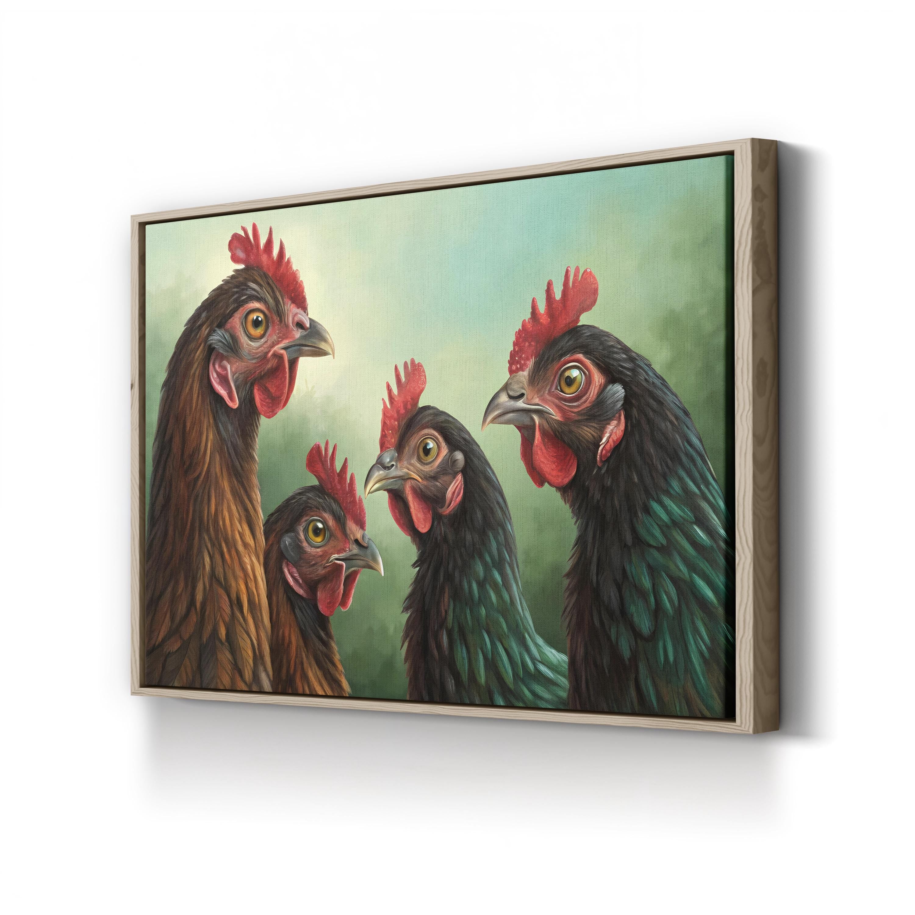 Vibrant Chickens – Period Illustration Wall Art | Farmhouse Kitchen Canvas Print