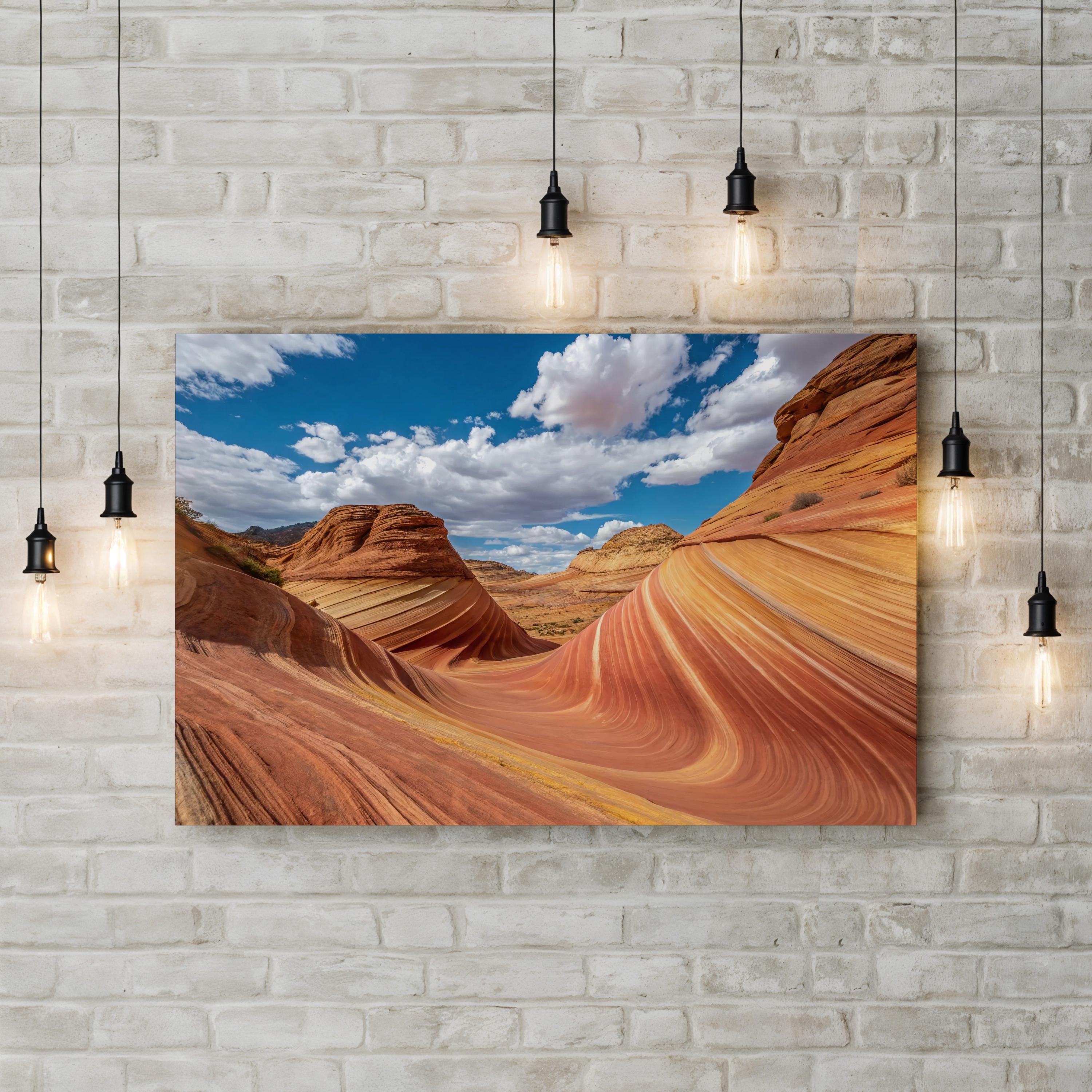 Wave Rock Sandstone – Vintage Photography Wall Art | Desert Landscape Canvas Print
