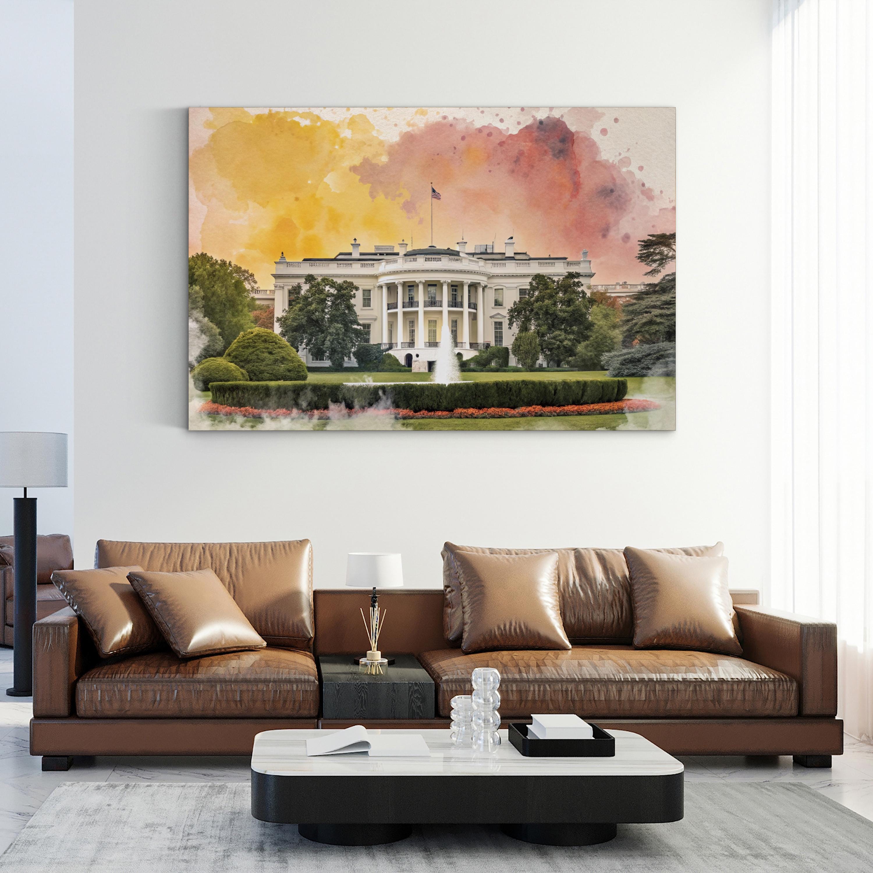 White House Washington DC – Period Illustration Wall Art | Architecture Canvas Print